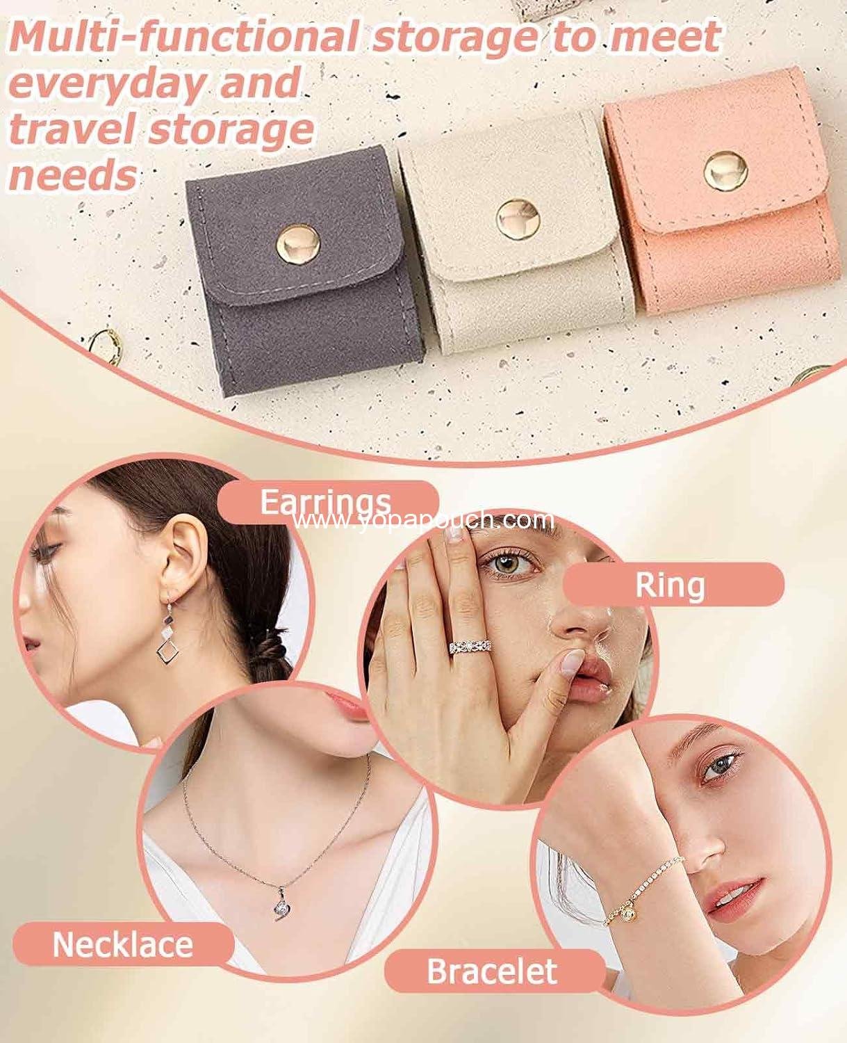 Wholesale 6PCS Mini Jewelry Travel Pouch, Foldable Jewelry Roll Bag with Buckle for Rings, Necklaces, and Earrings - Supplier