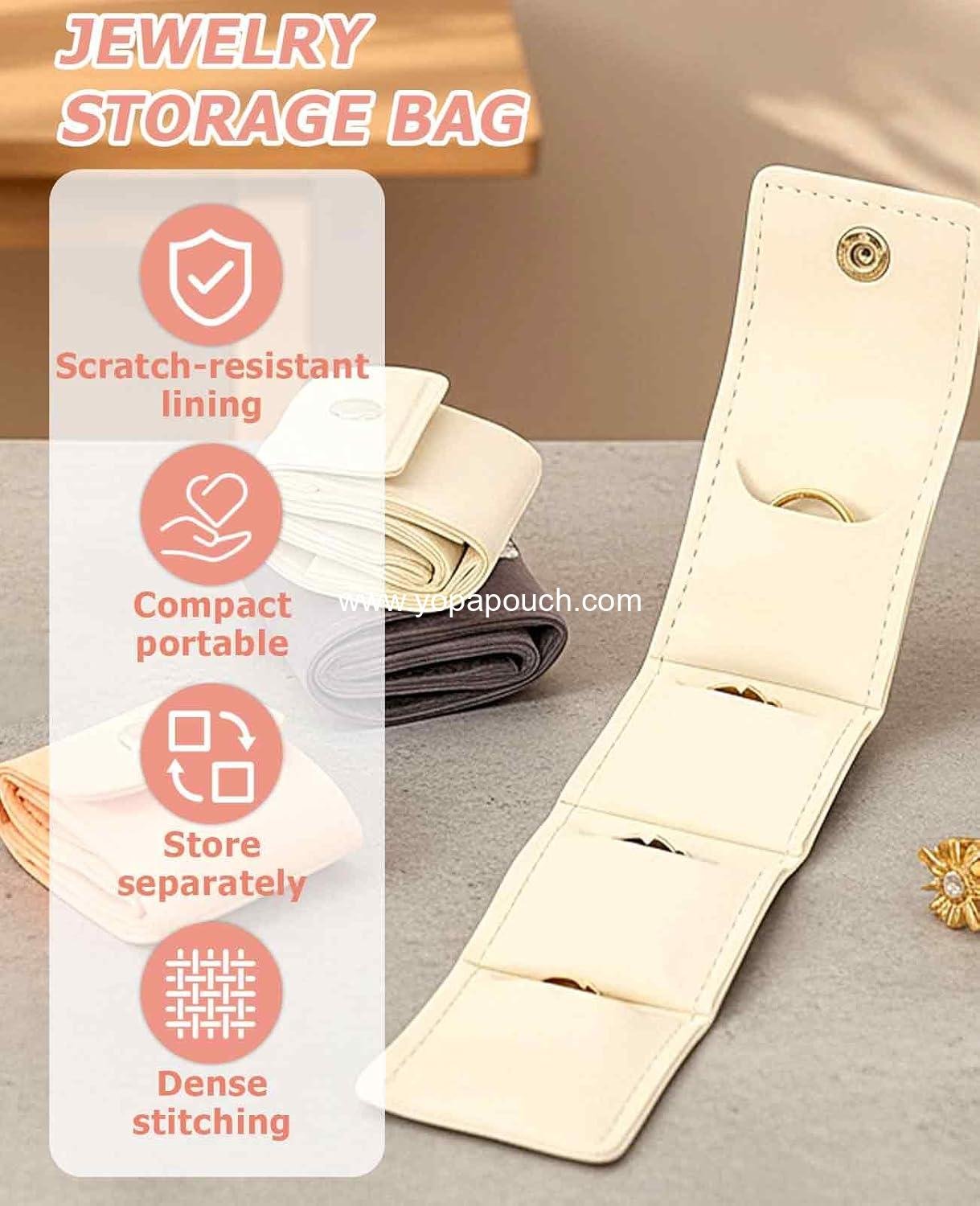 Wholesale 6PCS Mini Jewelry Travel Pouch, Foldable Jewelry Roll Bag with Buckle for Rings, Necklaces, and Earrings - Supplier