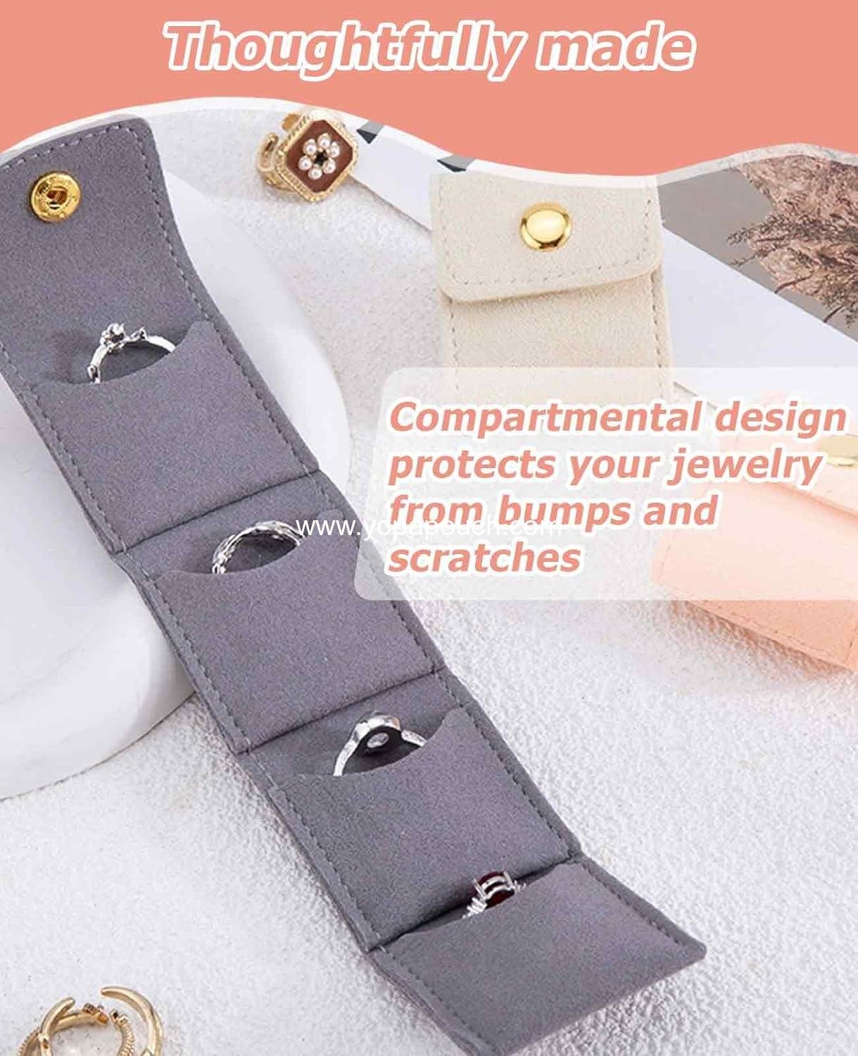 Wholesale 6PCS Mini Jewelry Travel Pouch, Foldable Jewelry Roll Bag with Buckle for Rings, Necklaces, and Earrings - Supplier