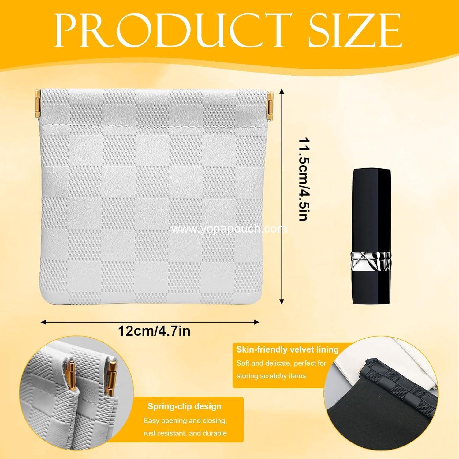 OEM 4 PCS Small Makeup Bags for Women - Mini Checkered Waterproof Pouches for Travel, Storage, and Cosmetics in 4 Colors - Ideal for Jewelry, Headphones, Lipstick, and Coins | Supplier