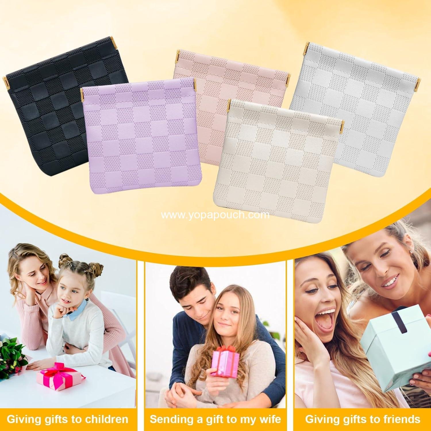 OEM 4 PCS Small Makeup Bags for Women - Mini Checkered Waterproof Pouches for Travel, Storage, and Cosmetics in 4 Colors - Ideal for Jewelry, Headphones, Lipstick, and Coins | Supplier