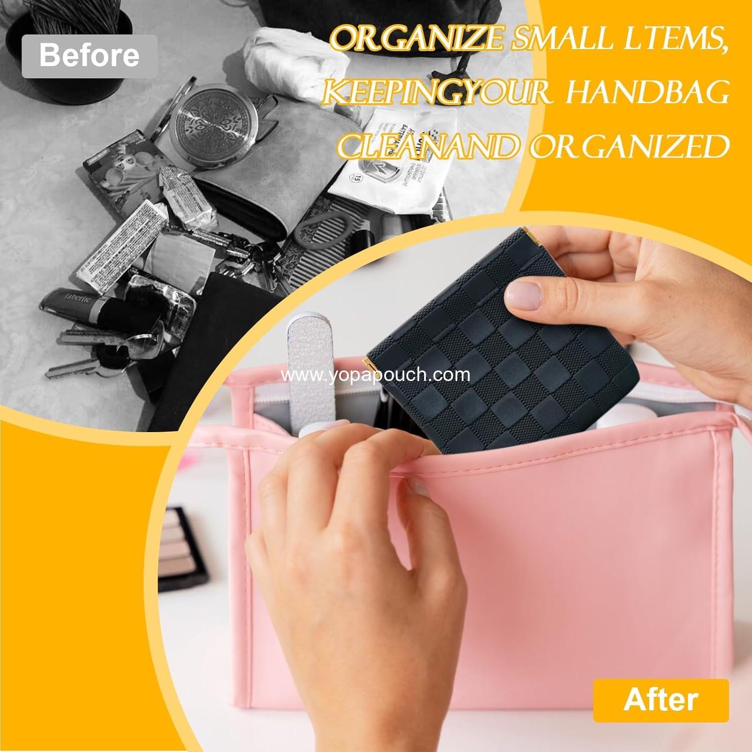 OEM 4 PCS Small Makeup Bags for Women - Mini Checkered Waterproof Pouches for Travel, Storage, and Cosmetics in 4 Colors - Ideal for Jewelry, Headphones, Lipstick, and Coins | Supplier