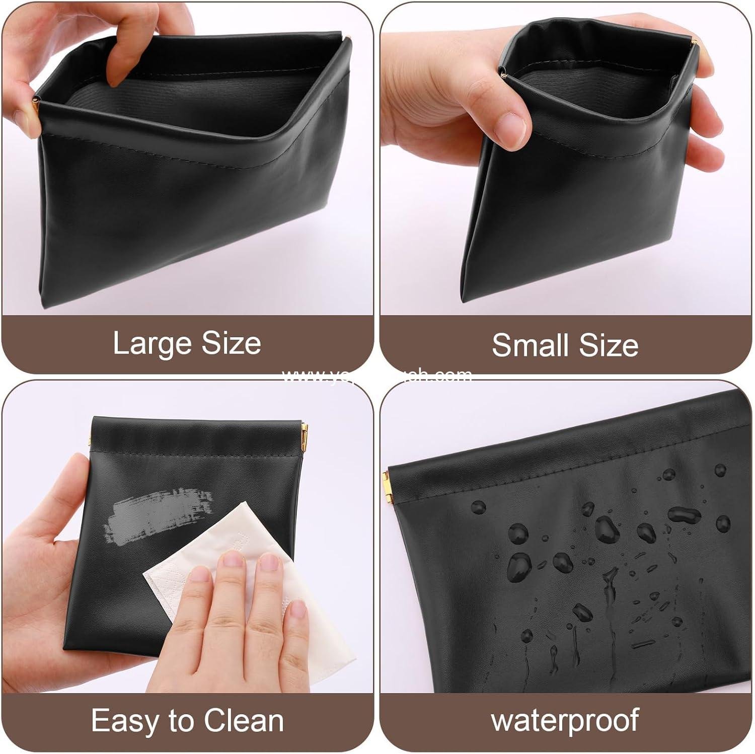 Wholesale Small Makeup Bag Set – 2 PCS Waterproof Portable Zipperless Organizer for Purse, Lipstick, Coins, and Cosmetics (Black) Supplier