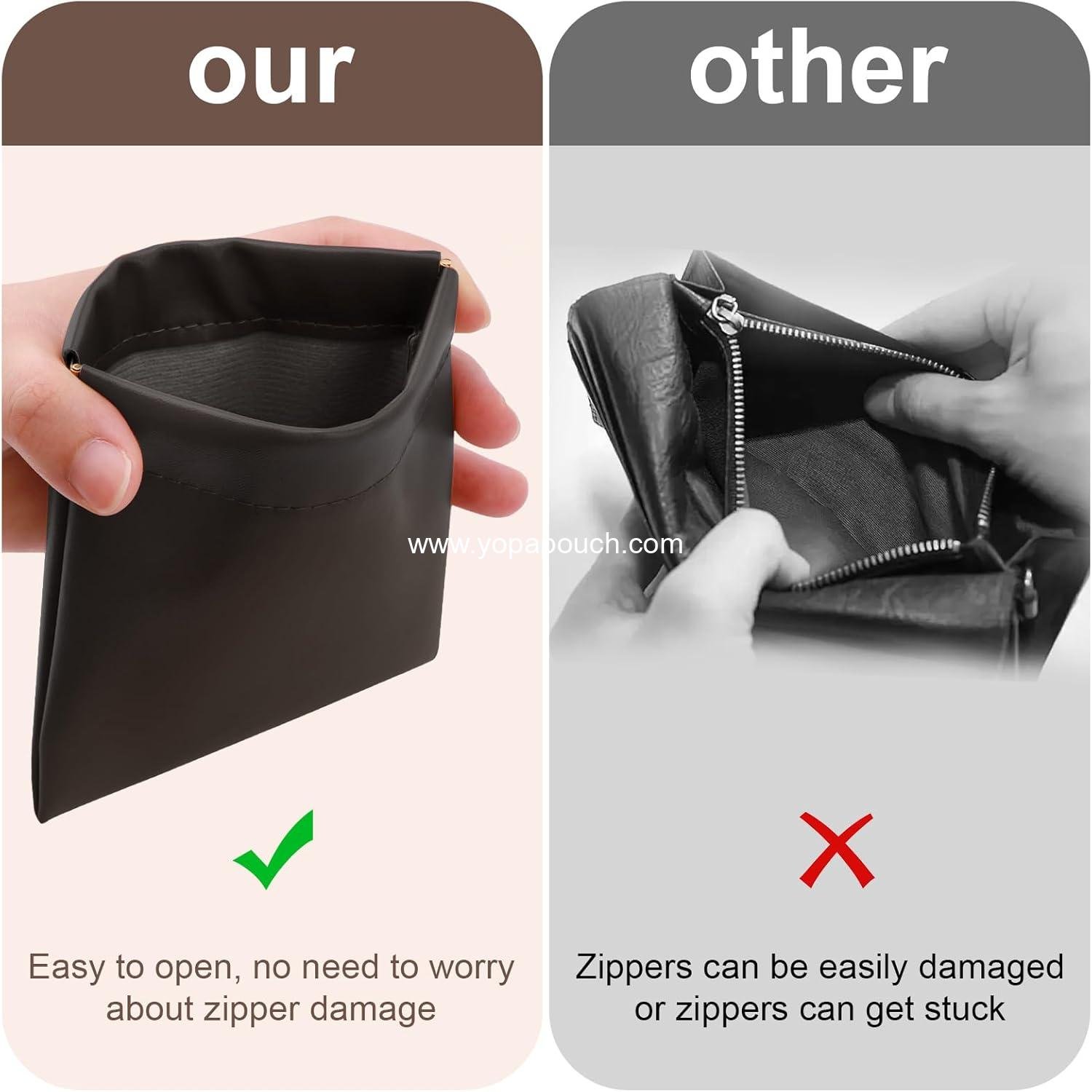 Wholesale Small Makeup Bag Set – 2 PCS Waterproof Portable Zipperless Organizer for Purse, Lipstick, Coins, and Cosmetics (Black) Supplier