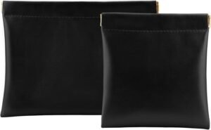 2 PCS Ladies Small Makeup Bag for Purse,Small Makeup Pouch,Purse organizer,Coin purse lipstick Cosmetic Accessories Organizer,Travel Set Organizer,Waterproof Portable Zipperless Self-Sealing(Black)