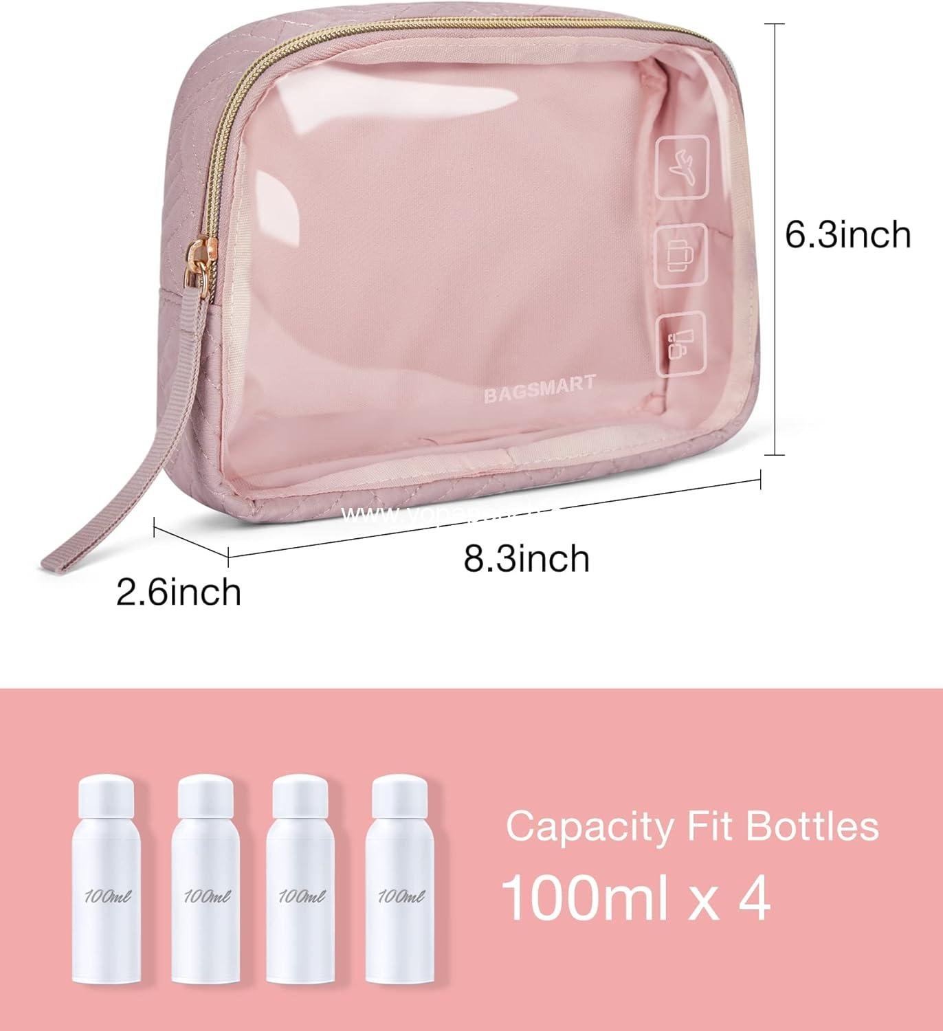 OEM TSA Approved Toiletry Bag, 2 Pack Clear Makeup Organizer, Quart Size Travel Bag for Toiletries and Carry-on Accessories - Pink Supplier