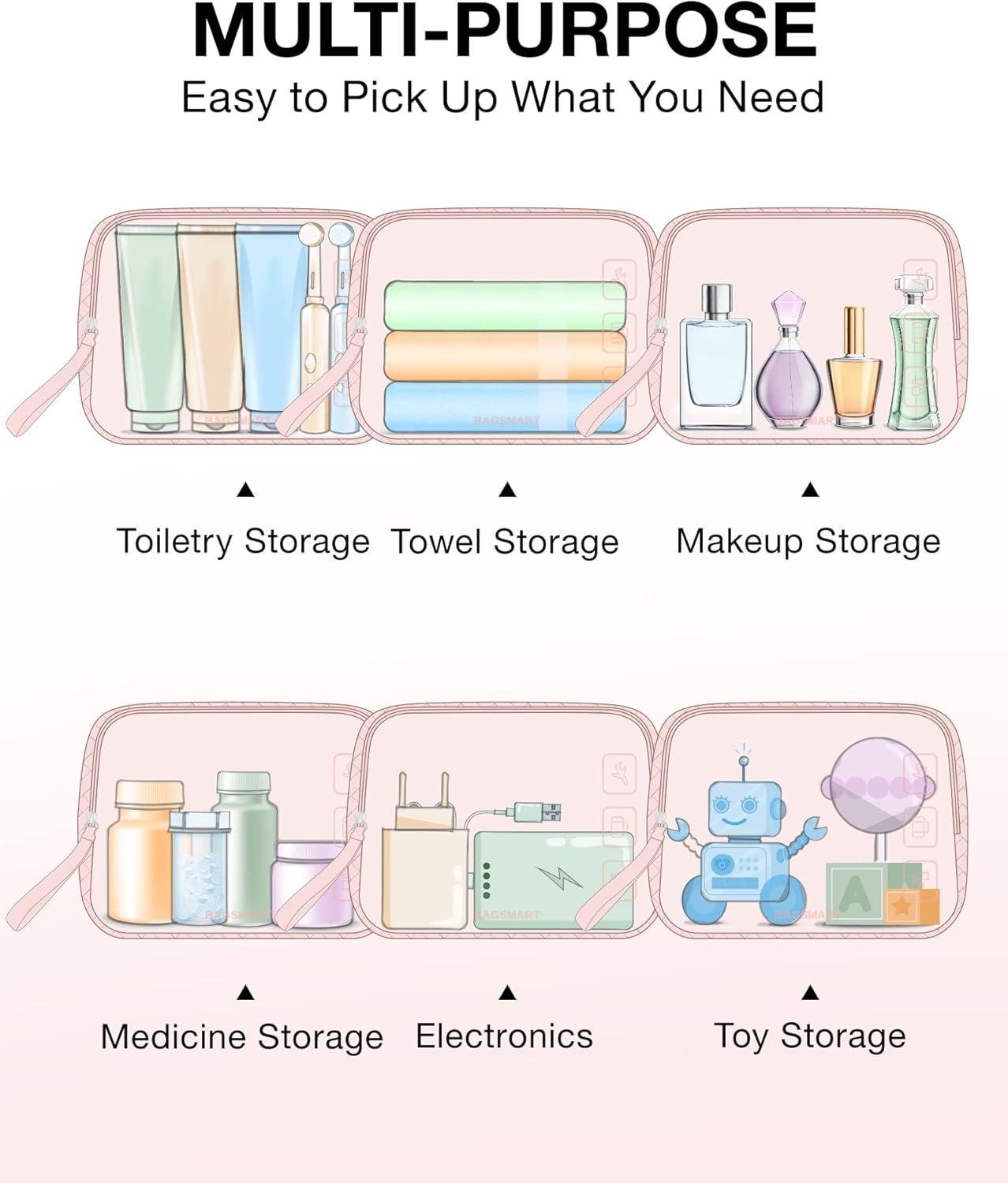 OEM TSA Approved Toiletry Bag, 2 Pack Clear Makeup Organizer, Quart Size Travel Bag for Toiletries and Carry-on Accessories - Pink Supplier