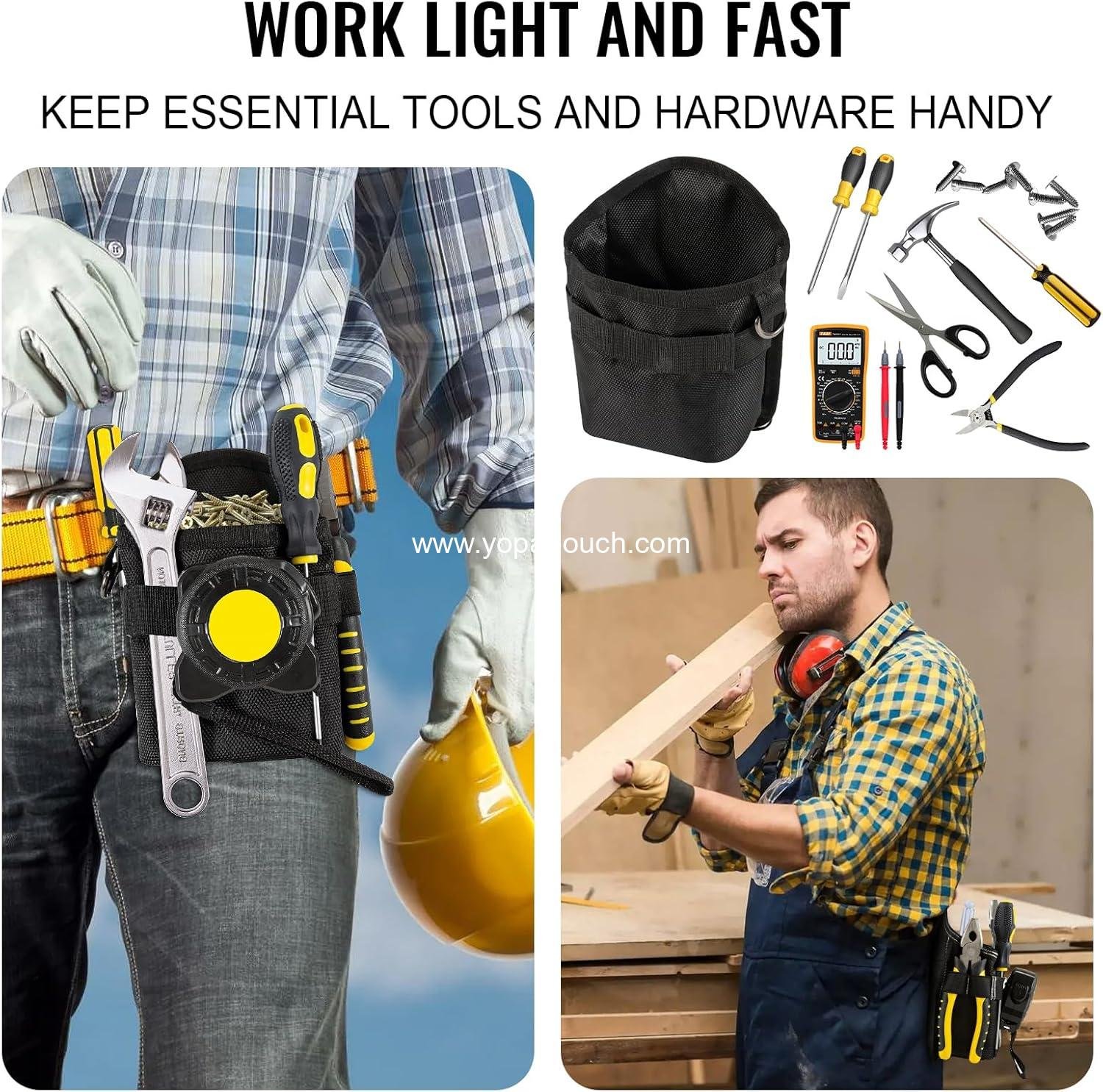 Wholesale Mini Tool Pouch for Nails and Screws with Belt Clip, Oxford Cloth 1680d Bolt Storage Organizer for Electricians, HVAC Techs, Plumbers, Carpenters - Supplier Wholesale Mini Tool Pouch for Nails and Screws with Belt Clip, Oxford Cloth 1680d Bolt Storage Organizer for Electricians, HVAC Techs, Plumbers, Carpenters - Supplier