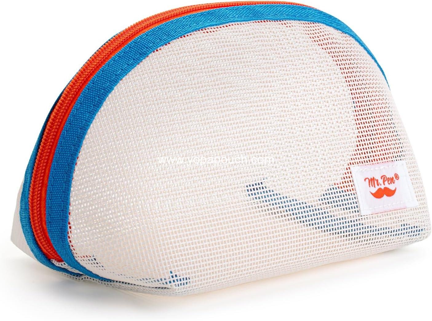 Mr. Pen- Mesh Pencil Case, White, Mesh Zipper Pouch Bags, Cosmetic Bag, Purse Pouch