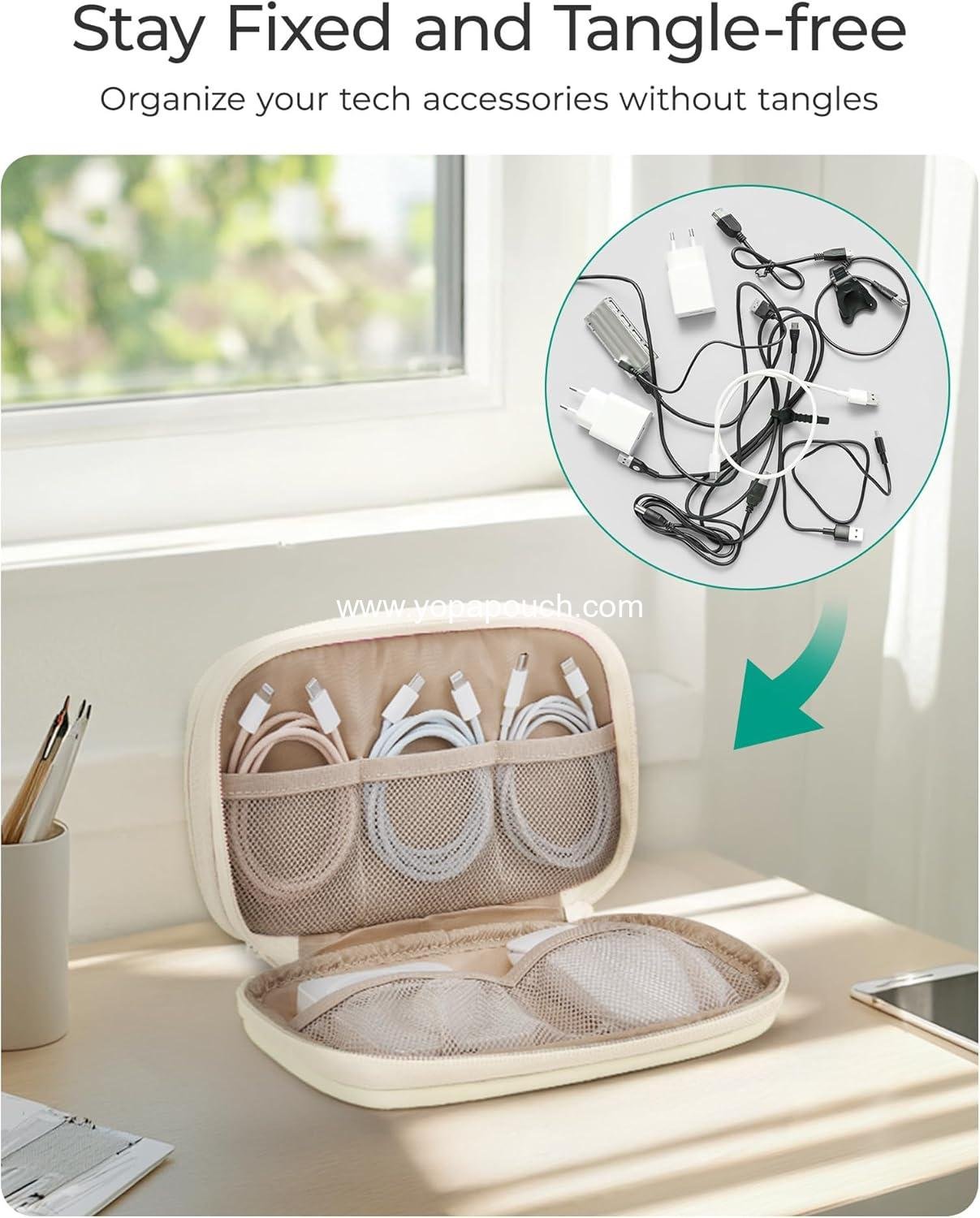 OEM Electronics Organizer Travel Case, Cord and Cable Organizer for Women, Travel Bag (Beige) - Supplier