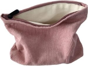 SxoSyo Cosmetic Bags for Women Makeup Bag Large Capacity Purse Travel Toiletry Zipper Storage Pouch Make up Brushes Organizer for Gifts (Corduroy, Pink)