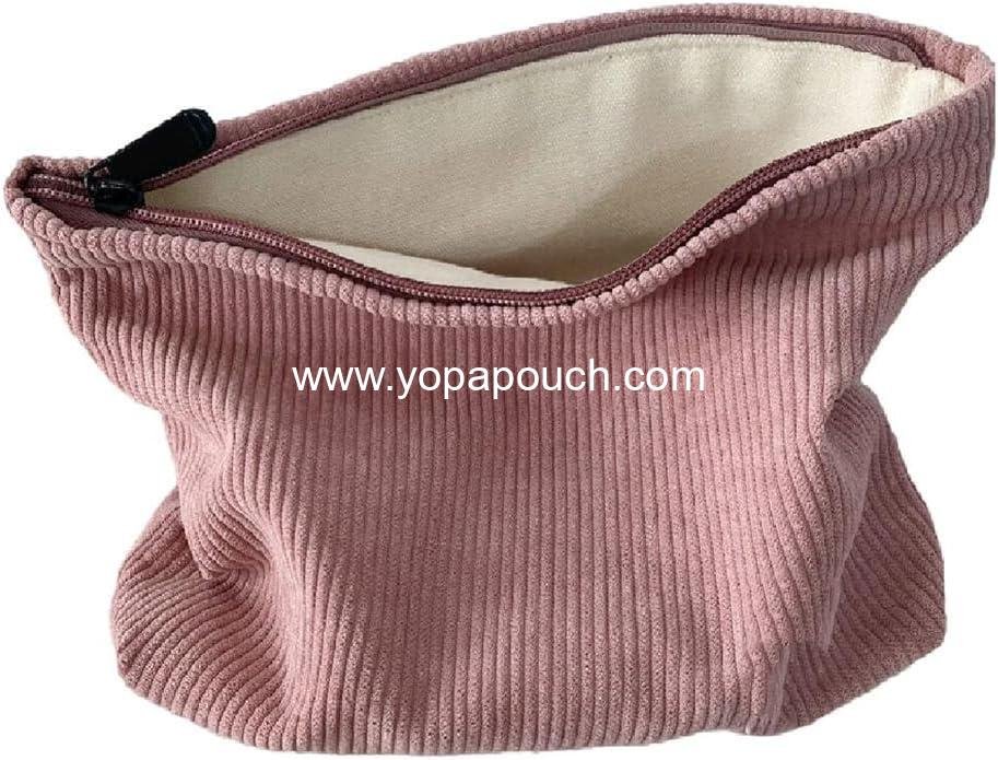 SxoSyo Cosmetic Bags for Women Makeup Bag Large Capacity Purse Travel Toiletry Zipper Storage Pouch Make up Brushes Organizer for Gifts (Corduroy, Pink)