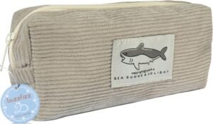 Small Pencil Case Large Capacity Pencil Pouch with Shark, Gray Zippered Pouch for Office Stationery Organizer (Grey)