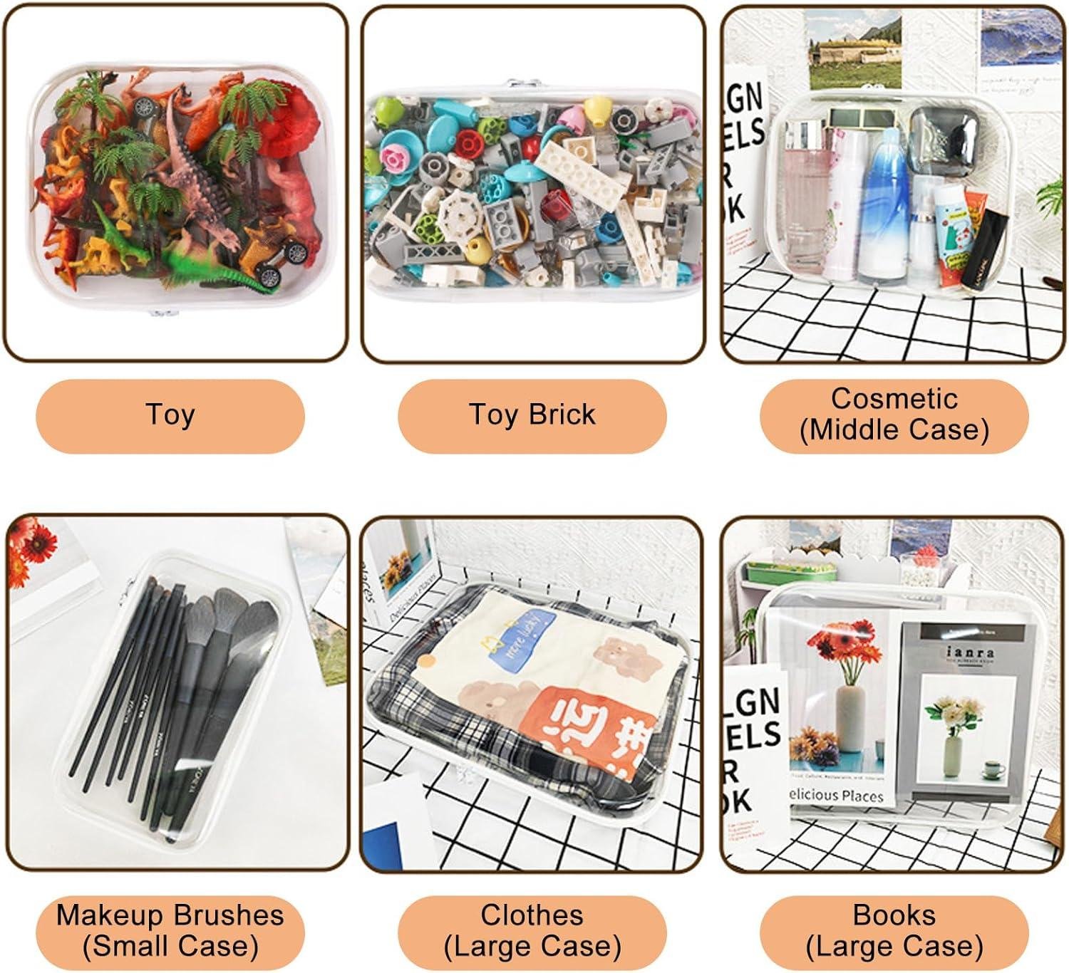 Wholesale 3PCS Clear Hard Shell Zipper Cases, Portable Organizer Pouches for Home Storage, Double Zipper Plastic Travel Case, Cosmetic Bag for Makeup Tools, Toiletries, Toy Storage (White) - Supplier