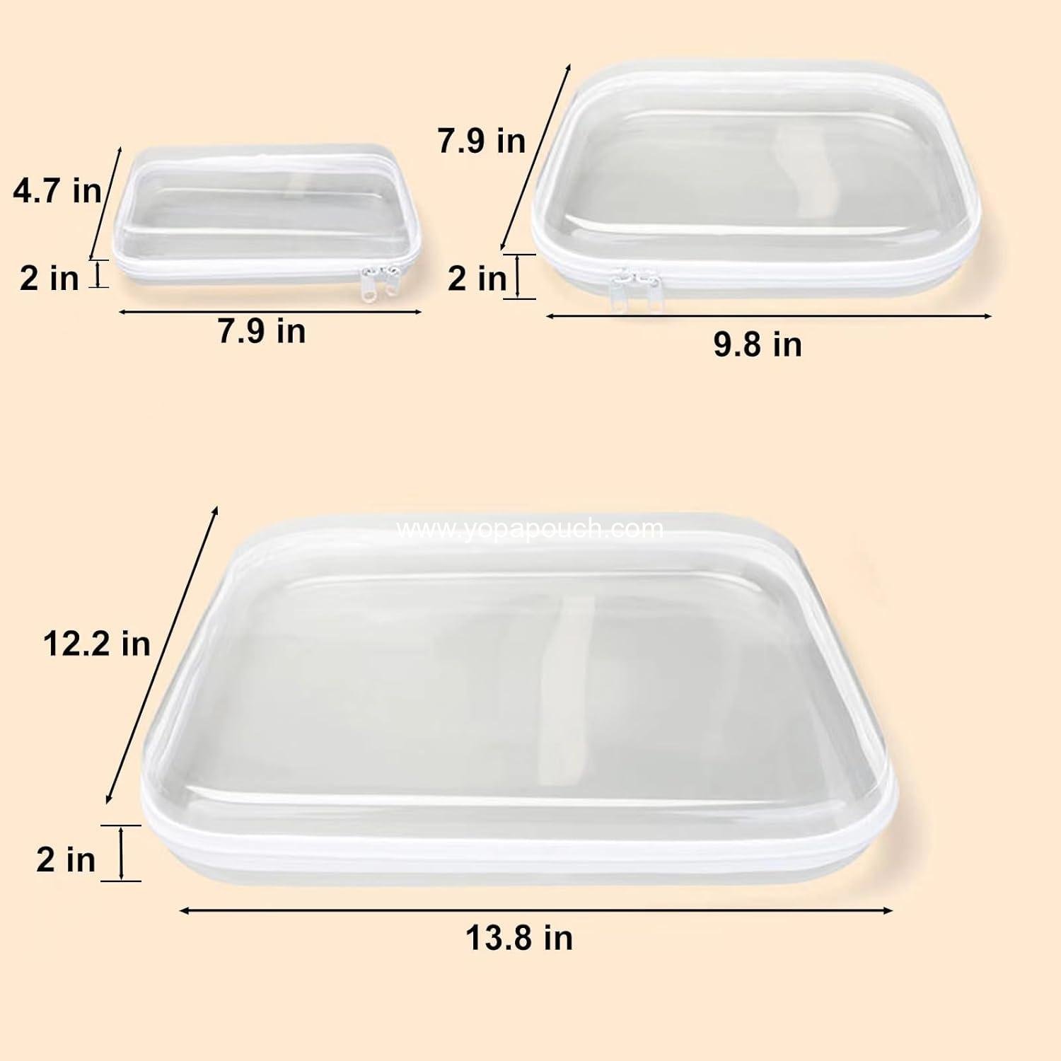 Wholesale 3PCS Clear Hard Shell Zipper Cases, Portable Organizer Pouches for Home Storage, Double Zipper Plastic Travel Case, Cosmetic Bag for Makeup Tools, Toiletries, Toy Storage (White) - Supplier