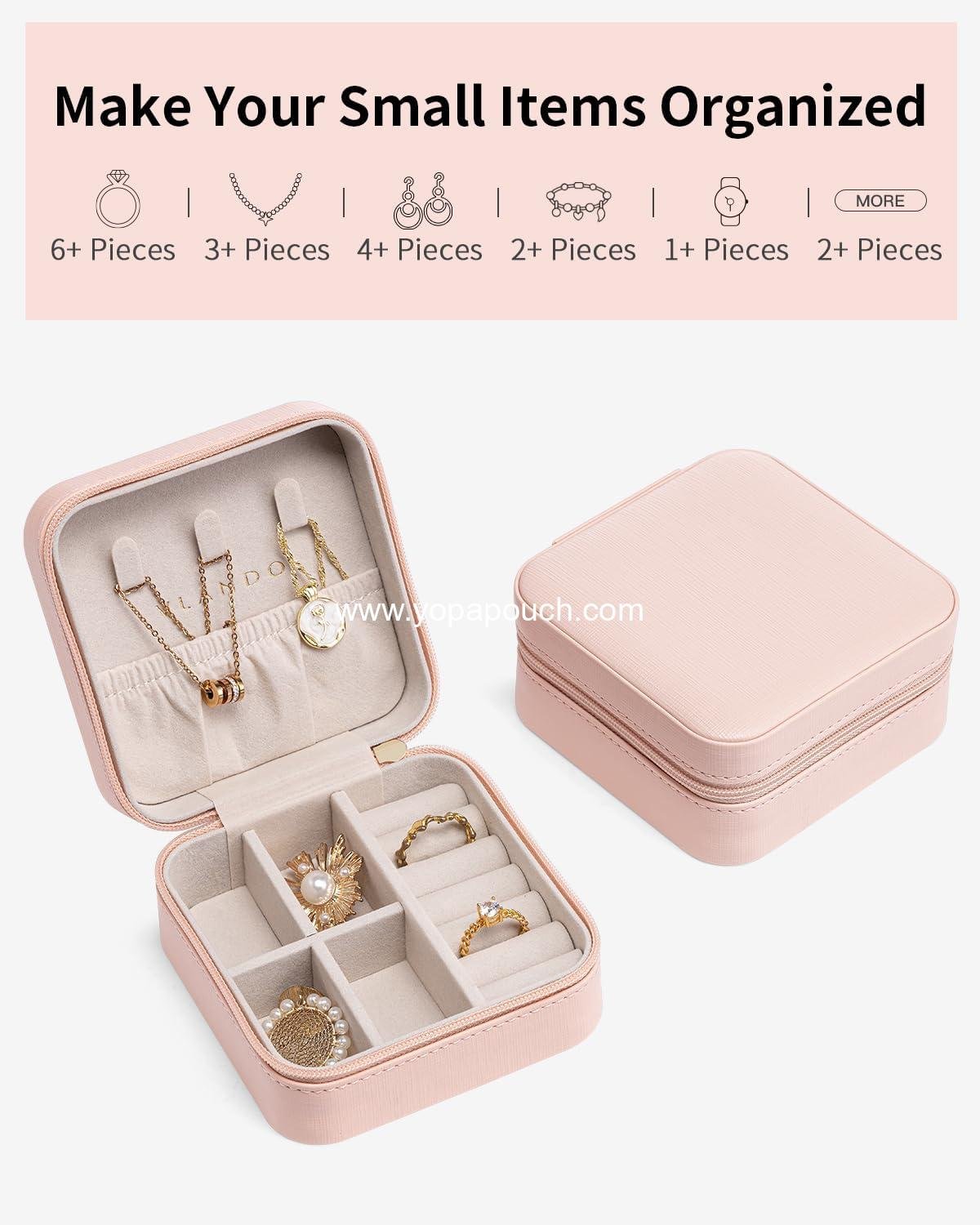 Wholesale Small Jewelry Travel Organizer Box - Essential Travel Gift for Women and Teen Girls - Pink - Factory