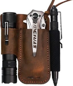EASYANT Men Leather EDC Organizer Sheath Handmade Tactical Tool Pouch Holster with Belt Clip