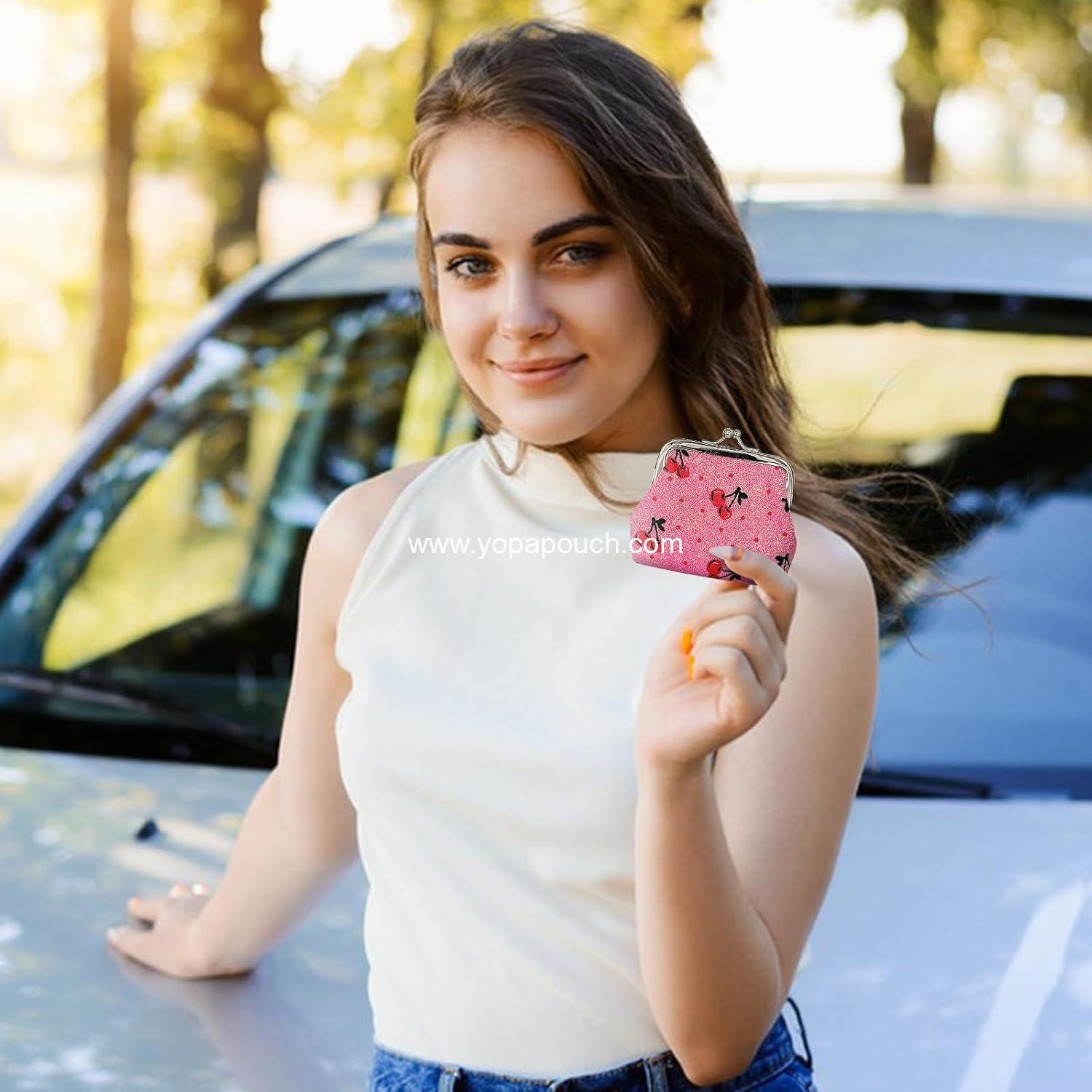 Wholesale Small Coin Purse Set, Sparkling Kiss Lock Wallet for Women and Girls, Cute Mini Pouch for Coins and Change (Cherry) - Manufacturer Wholesale Small Coin Purse Set, Sparkling Kiss Lock Wallet for Women and Girls, Cute Mini Pouch for Coins and Change (Cherry) - Manufacturer