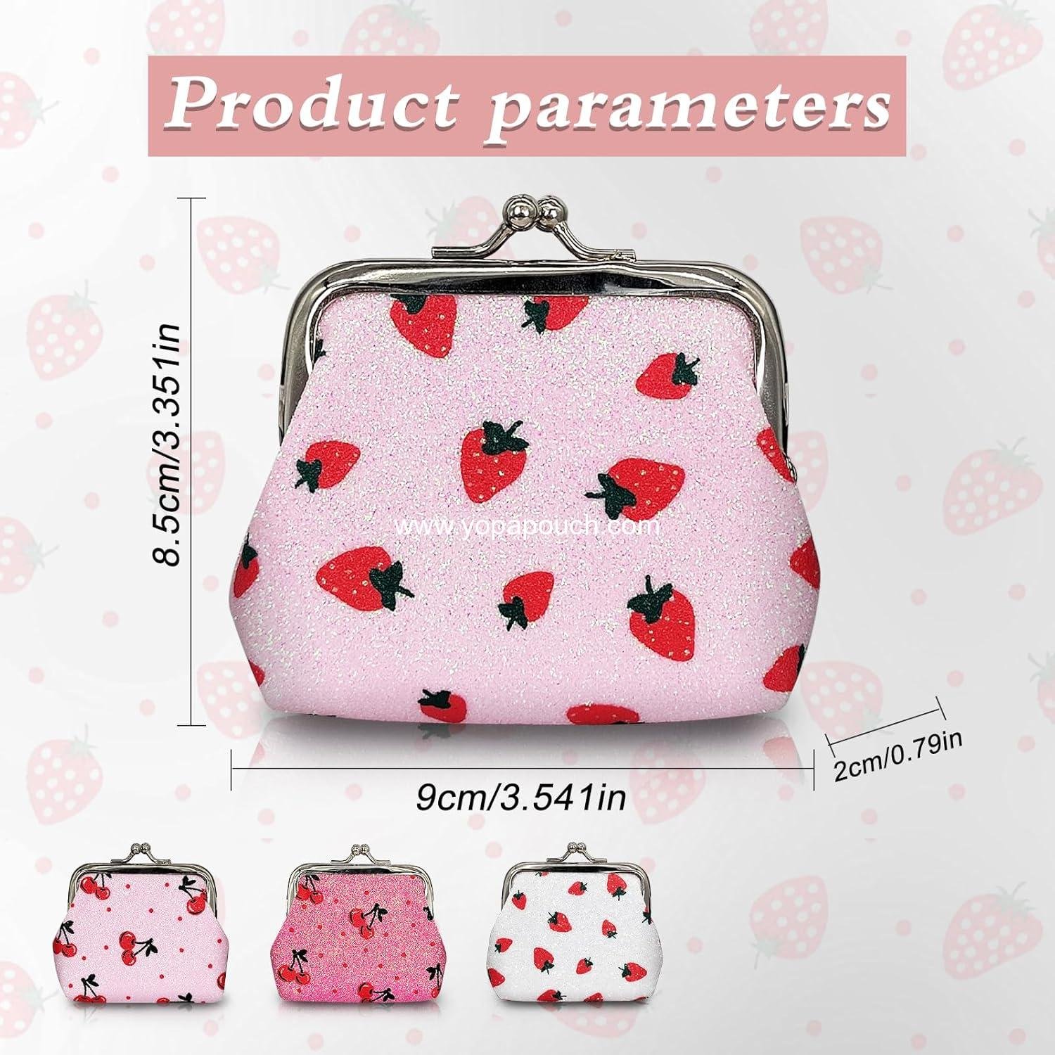 Wholesale Small Coin Purse Set, Sparkling Kiss Lock Wallet for Women and Girls, Cute Mini Pouch for Coins and Change (Cherry) - Manufacturer Wholesale Small Coin Purse Set, Sparkling Kiss Lock Wallet for Women and Girls, Cute Mini Pouch for Coins and Change (Cherry) - Manufacturer