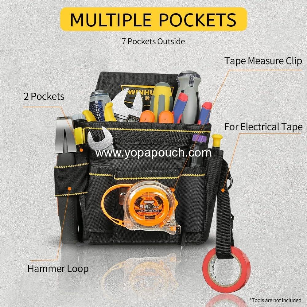 Wholesale Tool Belt Pouch with 18 Pockets and Adjustable Nylon Belt for Electrician Tools - Black, Supplier