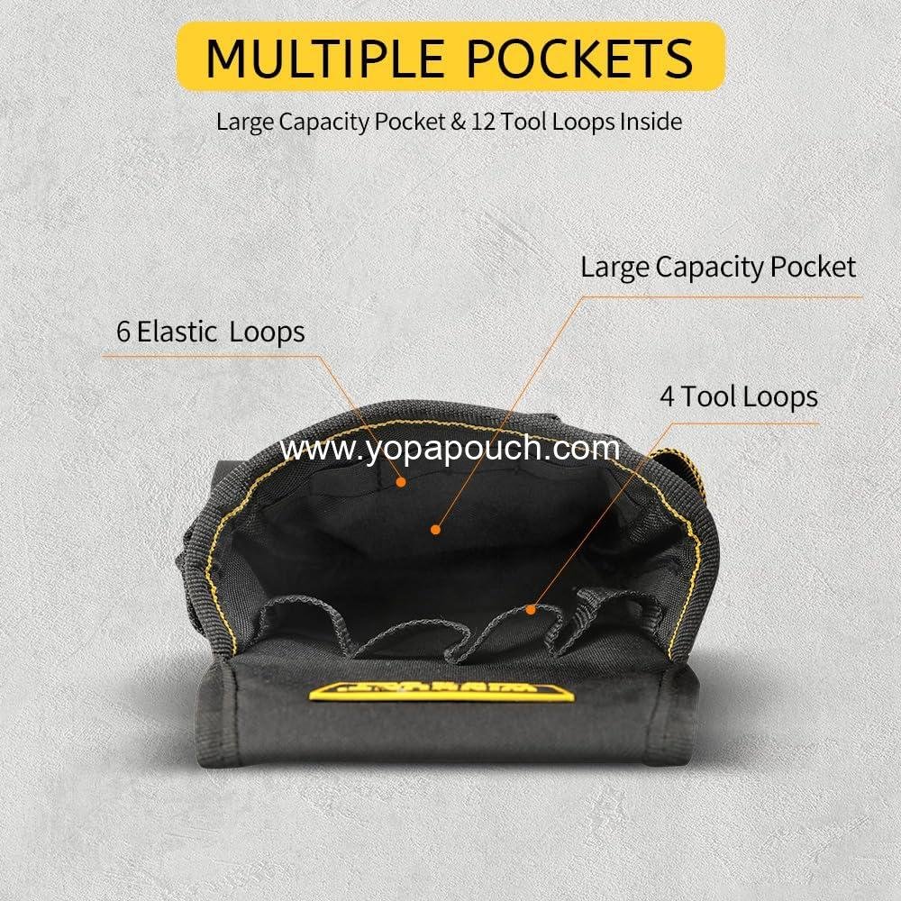 Wholesale Tool Belt Pouch with 18 Pockets and Adjustable Nylon Belt for Electrician Tools - Black, Supplier