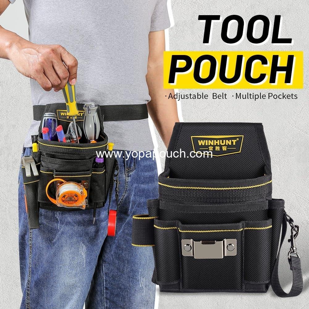 Wholesale Tool Belt Pouch with 18 Pockets and Adjustable Nylon Belt for Electrician Tools - Black, Supplier