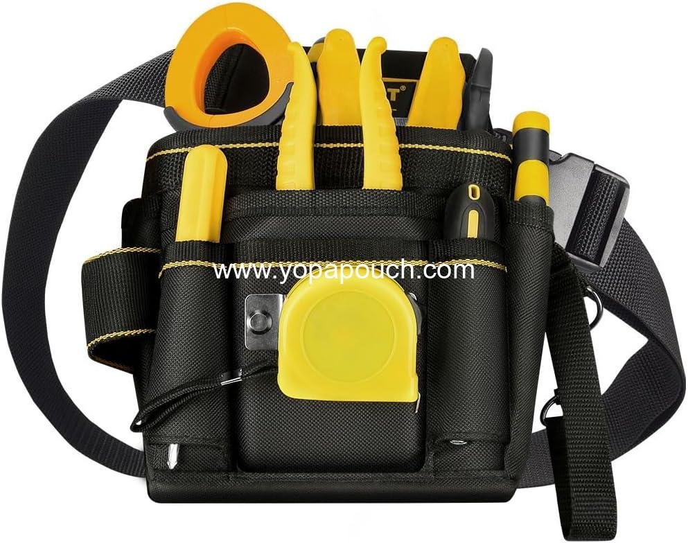 Wholesale Tool Belt Pouch with 18 Pockets and Adjustable Nylon Belt for Electrician Tools - Black, Supplier