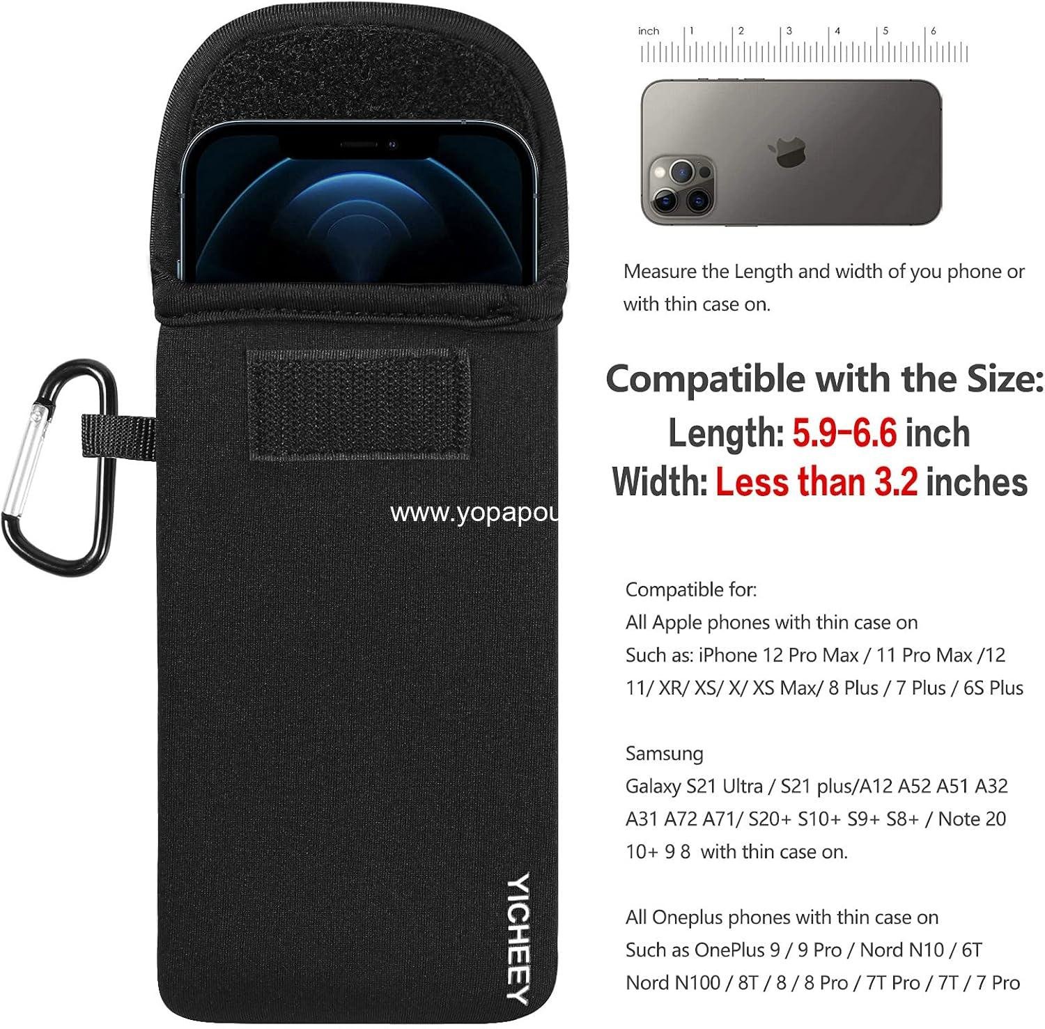 Wholesale Universal Cell Phone Pouch Neoprene Sleeve with Belt Clip Loop & Neck Lanyard Strap Compatible with iPhone 16 Pro Max Galaxy S25 Ultra S25+ S24 FE A16 A35 A55 OnePlus 13 Pixel 9 Pro XL Poco X7 Proto - Supplier