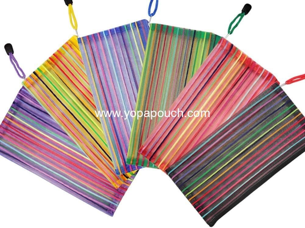 Wholesale 6 Pcs Pencil Pouch Plastic Zipper Mesh Bag for Office Pens and Cosmetics - Supplier