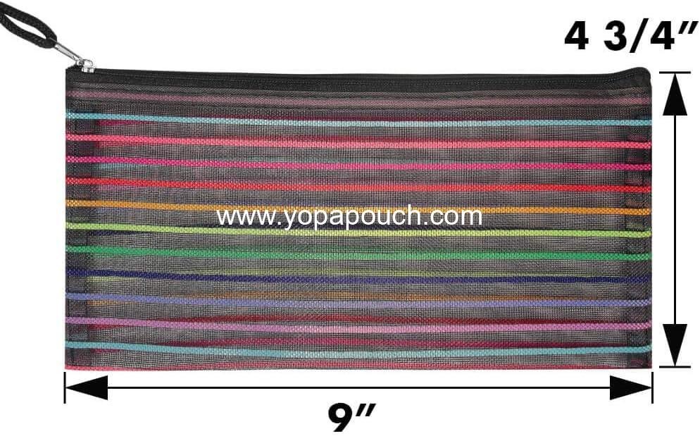 Wholesale 6 Pcs Pencil Pouch Plastic Zipper Mesh Bag for Office Pens and Cosmetics - Supplier