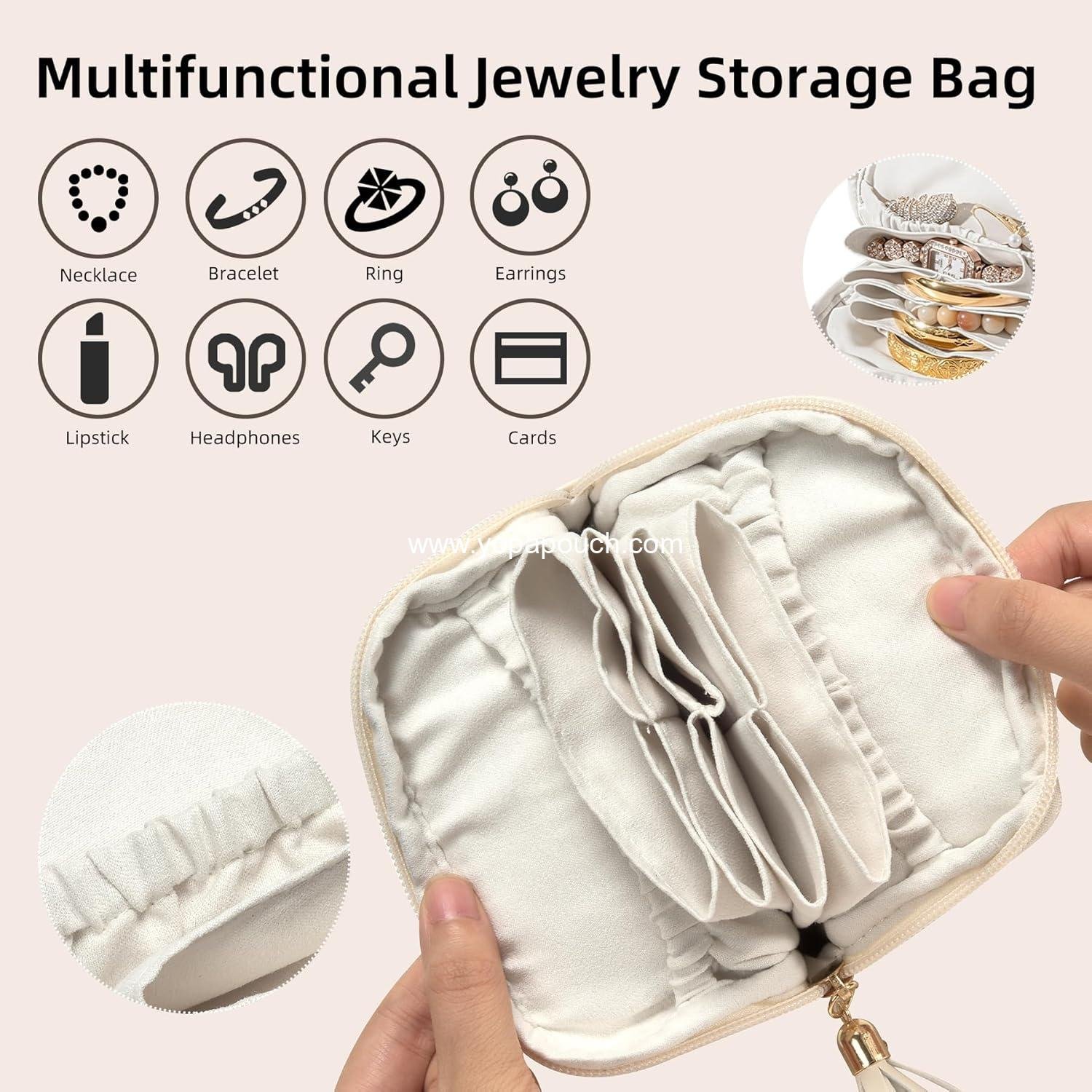 Wholesale Mini Travel Jewelry Bag, Leather Jewelry Case for Necklaces, Earrings, Rings, and Bracelets Organizer, Christmas Gifts for Women and Girls - Supplier
