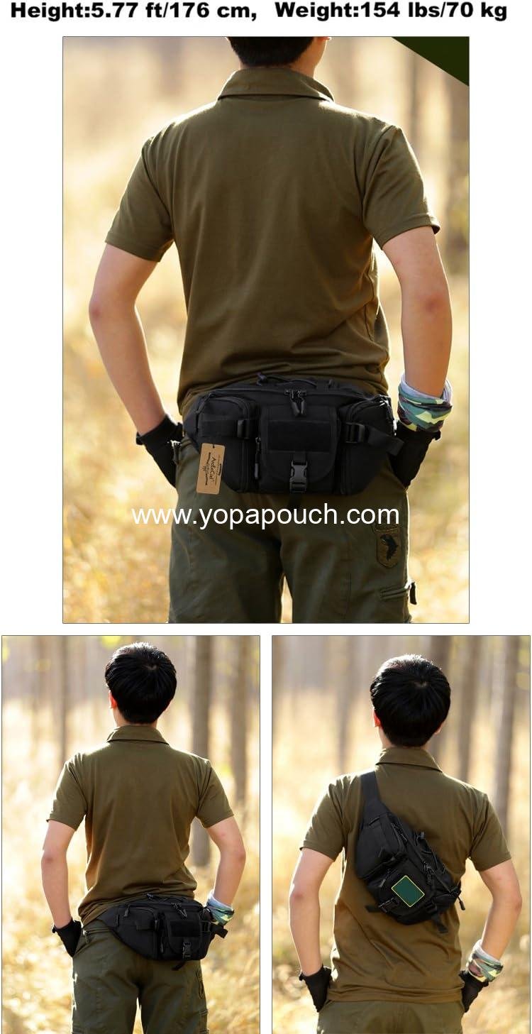 Wholesale Tactical Fanny Pack for Men and Women, Waist Bag Hip Belt for Outdoor Hiking Fishing, Bumbag with Patch (Black) - Supplier
