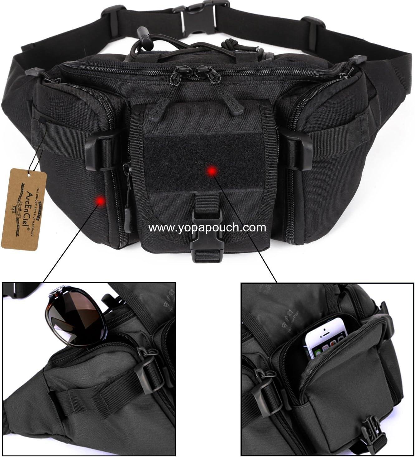 Wholesale Tactical Fanny Pack for Men and Women, Waist Bag Hip Belt for Outdoor Hiking Fishing, Bumbag with Patch (Black) - Supplier