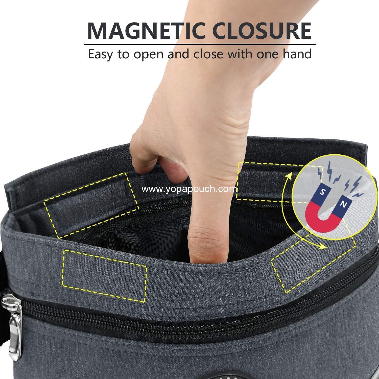 OEM Dog Treat Pouch with Magnetic Closure, 2 Zipper Pockets, Removable Inner Pocket, Padded Shoulder Strap, Ideal for Agility Training - Includes Carabiner, Supplier