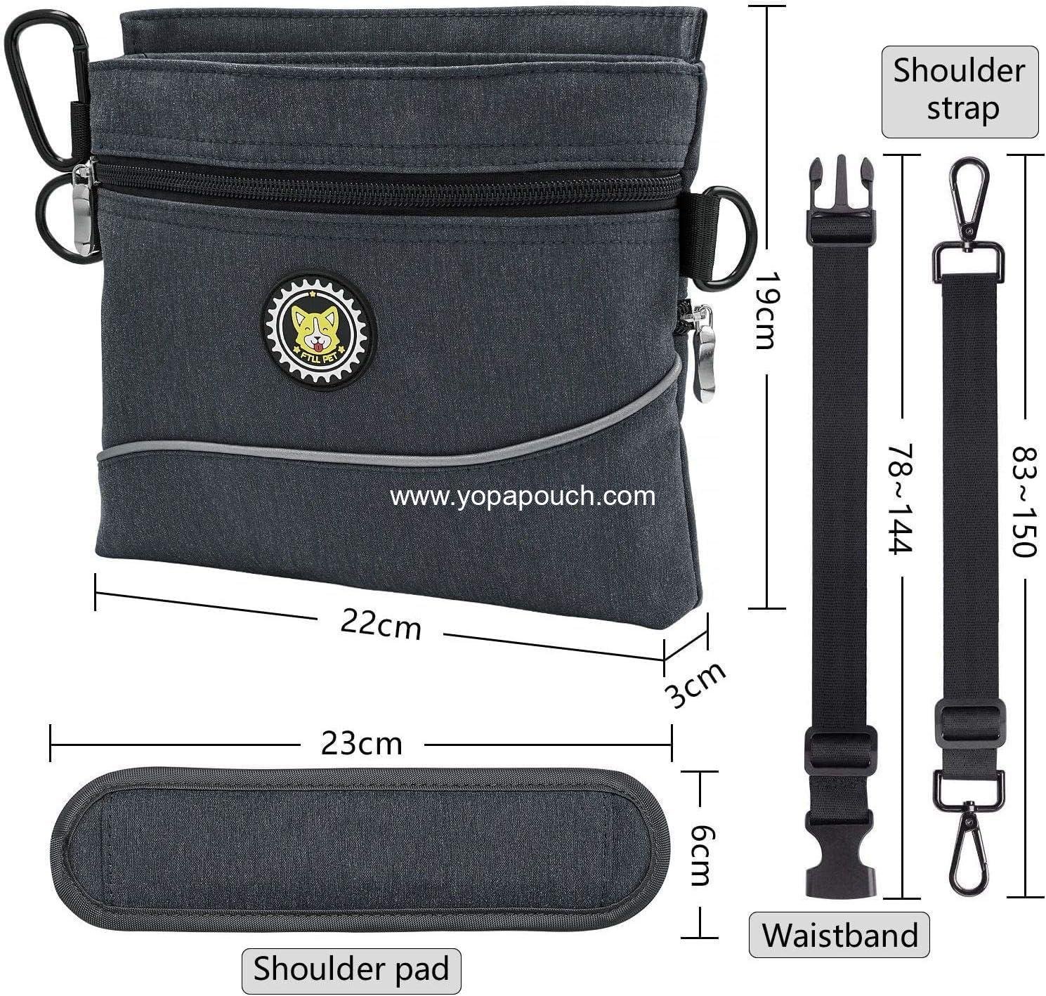 OEM Dog Treat Pouch with Magnetic Closure, 2 Zipper Pockets, Removable Inner Pocket, Padded Shoulder Strap, Ideal for Agility Training - Includes Carabiner, Supplier