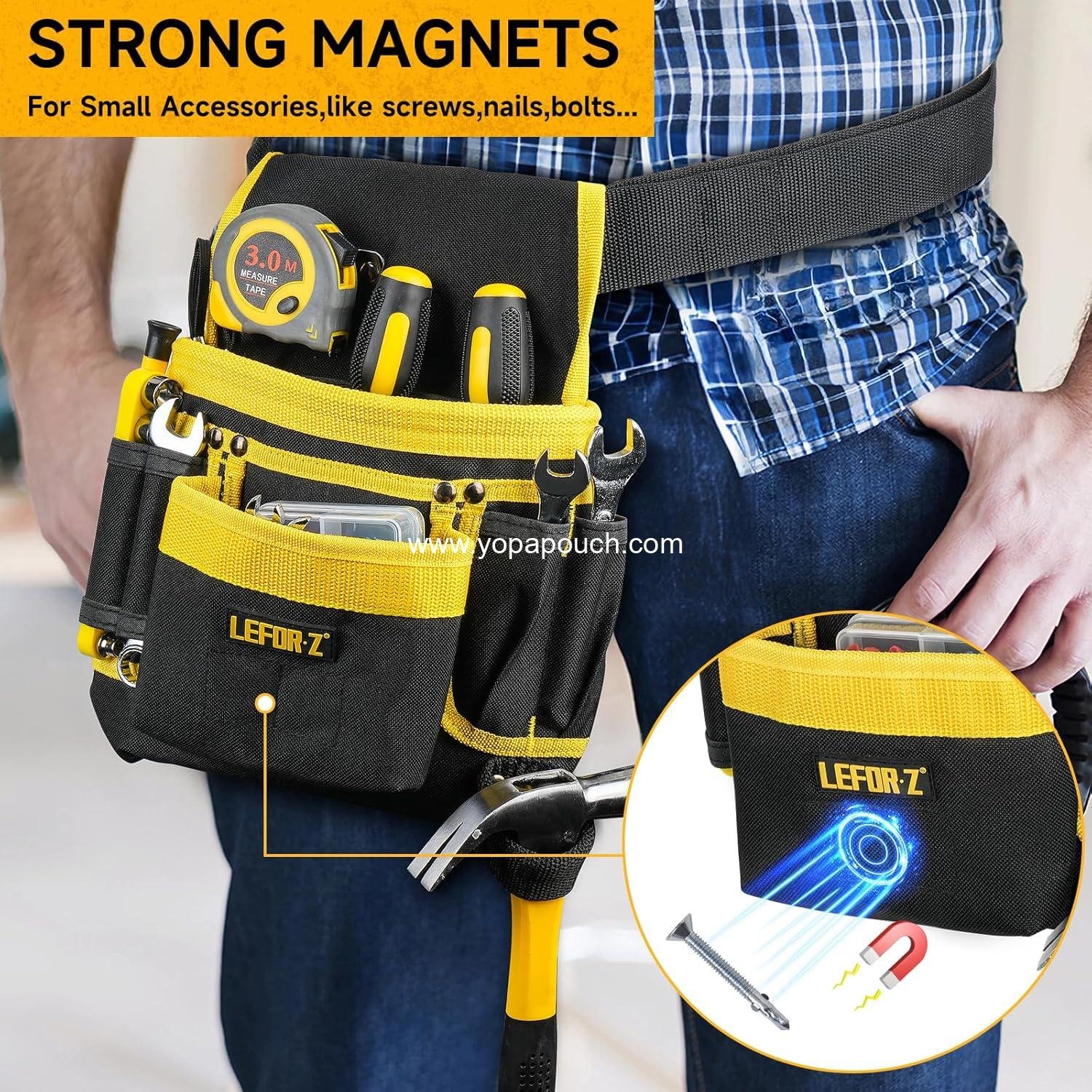 Wholesale Magnetic Tool Belt with 13 Pockets, Detachable Adjustable Pouch for Electricians, Carpenters, and Construction Workers, Utility Work Apron, Gift for Dad, Supplier