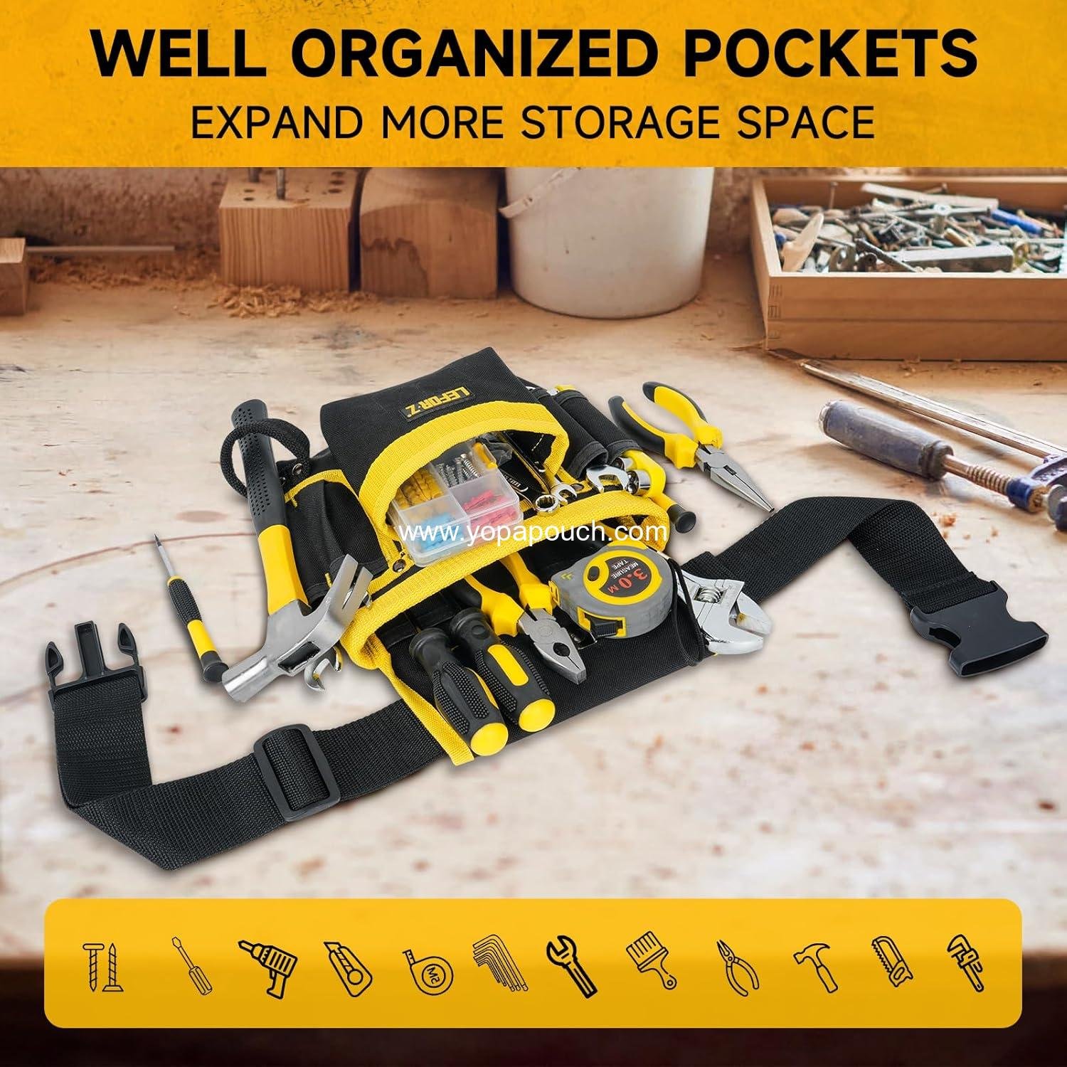 Wholesale Magnetic Tool Belt with 13 Pockets, Detachable Adjustable Pouch for Electricians, Carpenters, and Construction Workers, Utility Work Apron, Gift for Dad, Supplier