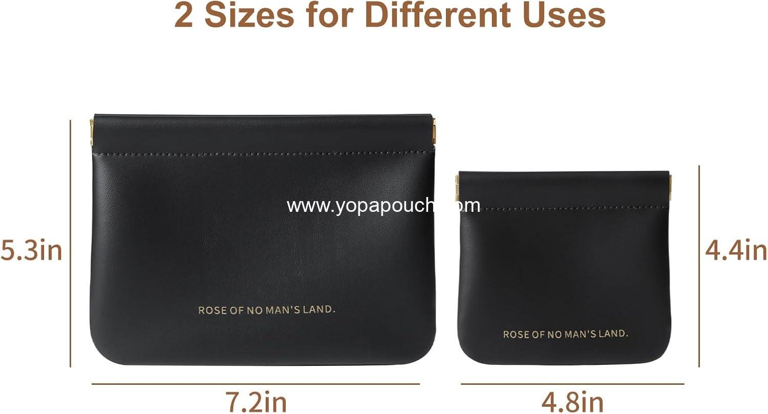 Wholesale Small Cosmetic Bag for Purse, Organosilicon Super Fiber Leather Mini Makeup Bag Coin Purse for Women, Snap Closure Travel Makeup Pouch for Lipstick Jewelry Key Change (Black) - Supplier