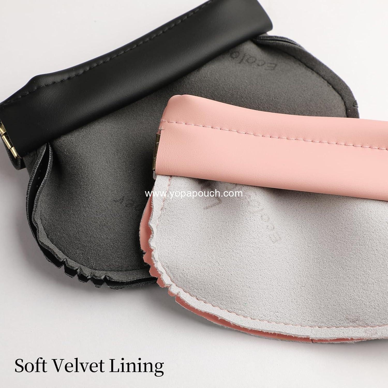 Wholesale Small Cosmetic Bag for Purse, Organosilicon Super Fiber Leather Mini Makeup Bag Coin Purse for Women, Snap Closure Travel Makeup Pouch for Lipstick Jewelry Key Change (Black) - Supplier