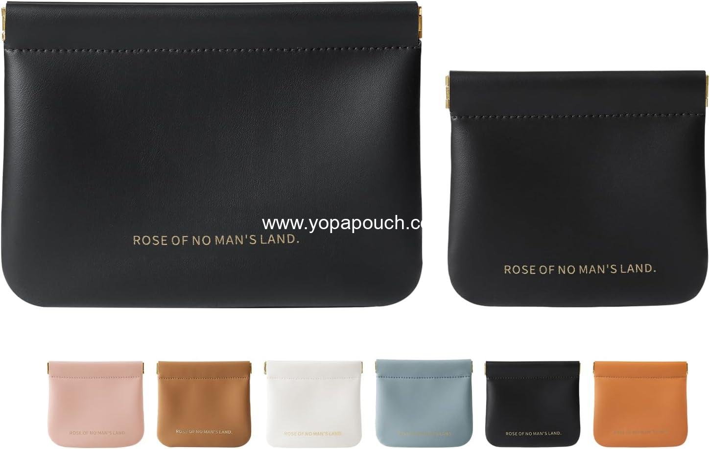 Wholesale Small Cosmetic Bag for Purse, Organosilicon Super Fiber Leather Mini Makeup Bag Coin Purse for Women, Snap Closure Travel Makeup Pouch for Lipstick Jewelry Key Change (Black) - Supplier