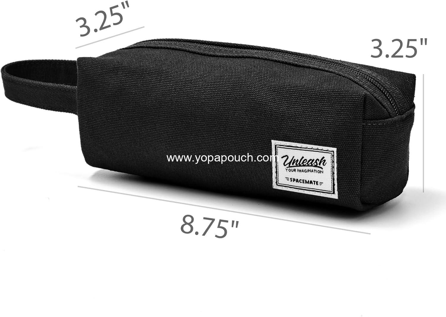 Wholesale Large Capacity Pencil Case Pouch Bag for School Supplies, Cute Preppy Aesthetic Canvas Pen Organizer, Back to College Stationery, Black, 1200ml, Supplier