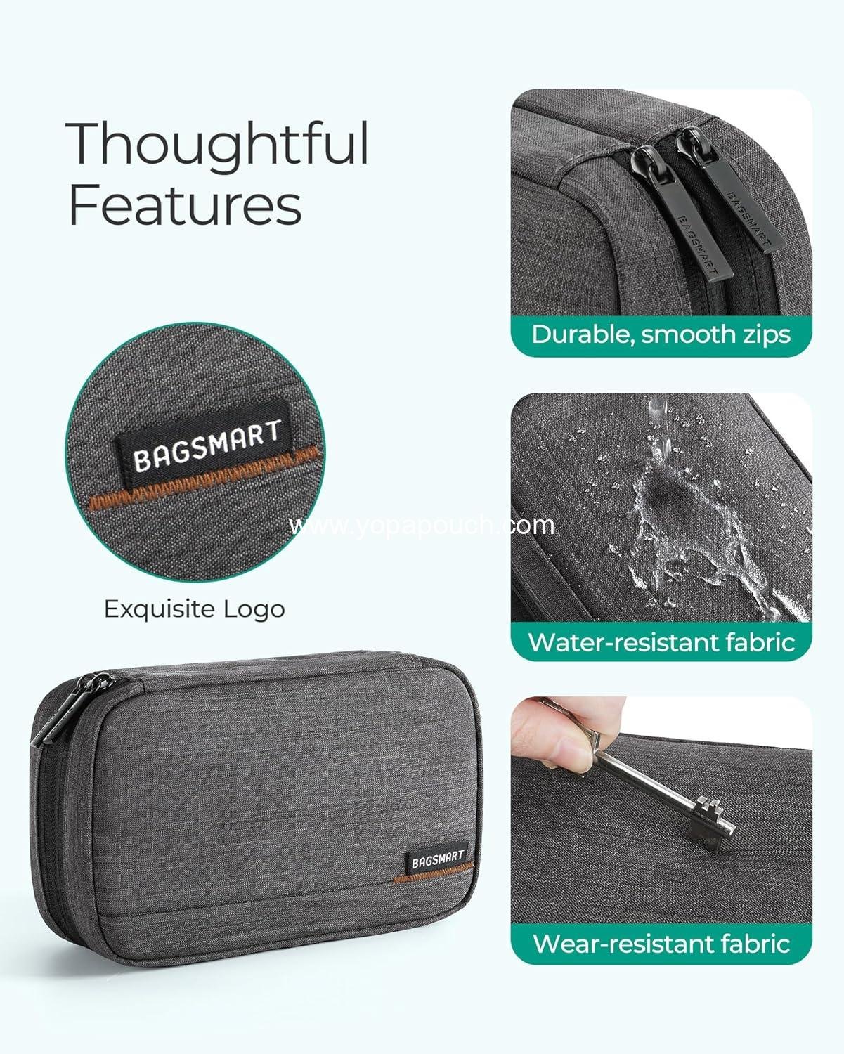 Wholesale Electronic Organizer Travel Case, Cord and Cable Organizer Pouch for Phone, Power Bank, SD Card (Black) - Supplier