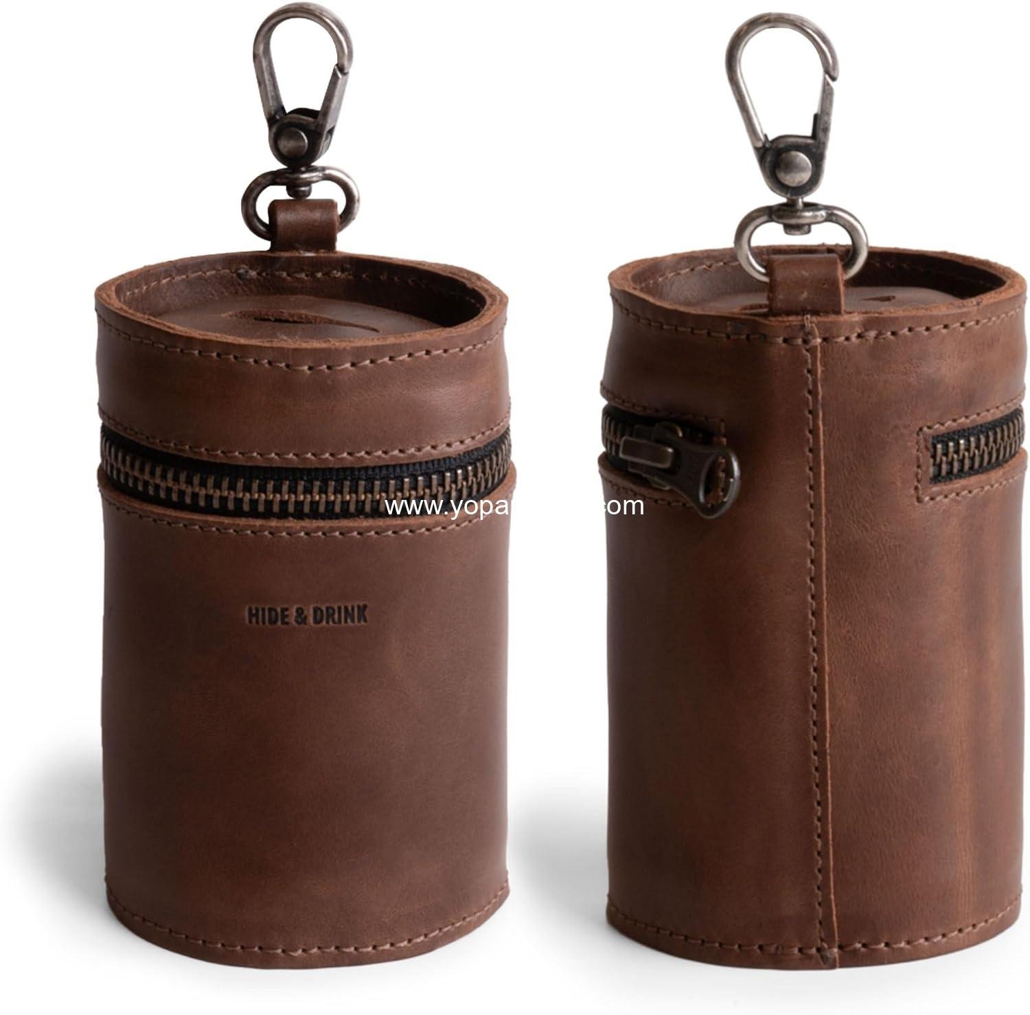 Wholesale Genuine Leather Coin Pouch Piggy Bank Cash Holder Organizer Coin Purse for Men & Women Money Saving Box Small Wallet for Coins Zippered Case Manufacturer