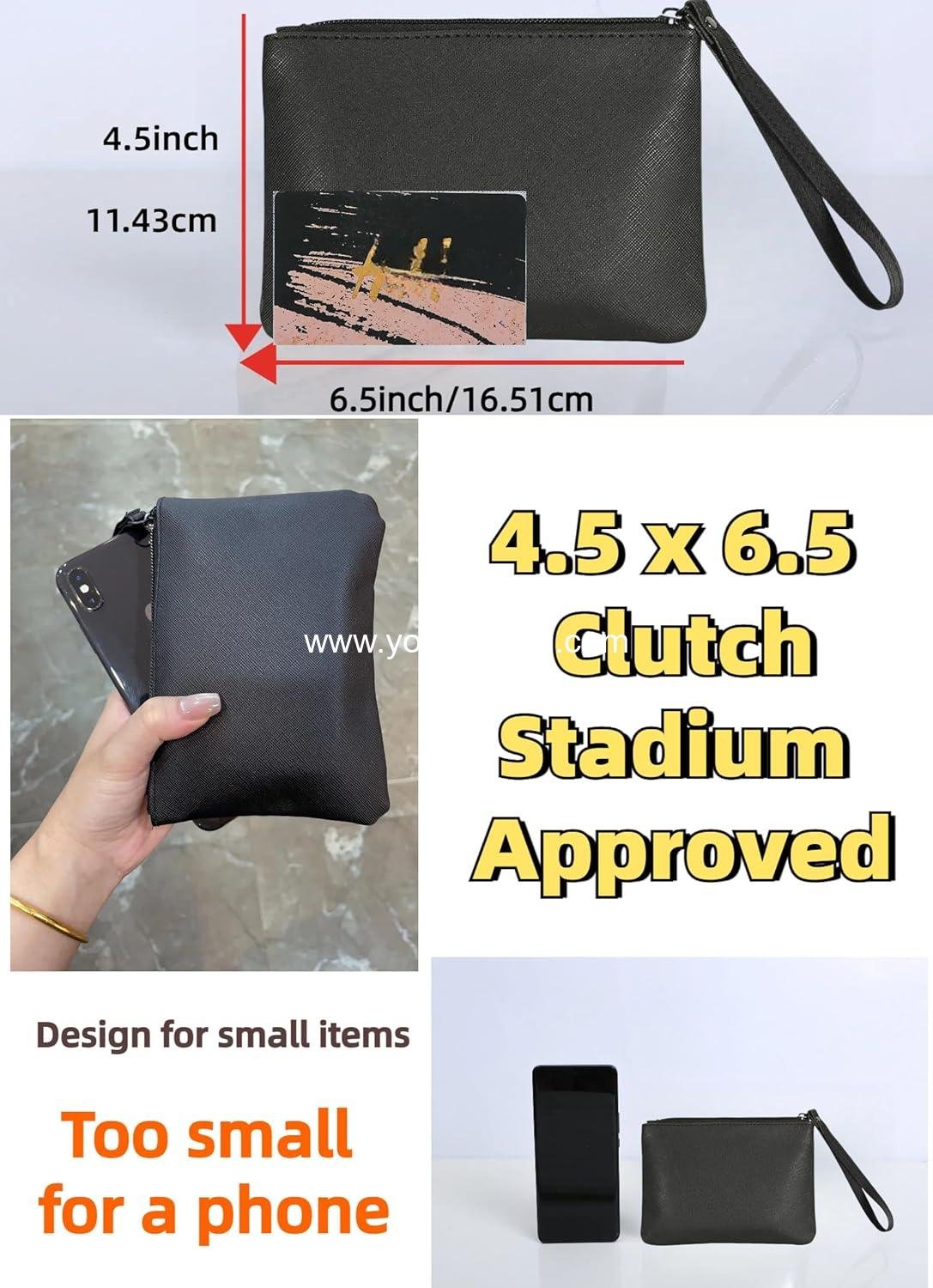 Wholesale Tiny Makeup Bag for Purse Mini Cosmetic Pouch Zipper Wristlet, Make Up Organizer for Lipstick and Coins, 4.5 x 6.5 Clutch, Stadium Approved, Black Supplier