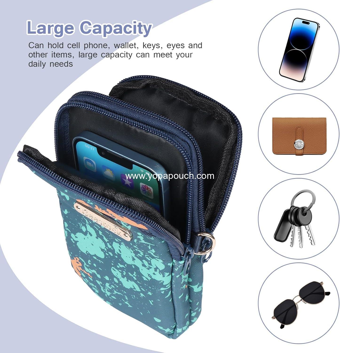 Wholesale Crossbody Mini Cell Phone Purses for Women, Adjustable Shoulder Phone Holder Arm Band Pouch, 6.5 x 4.5 inches, Supplier