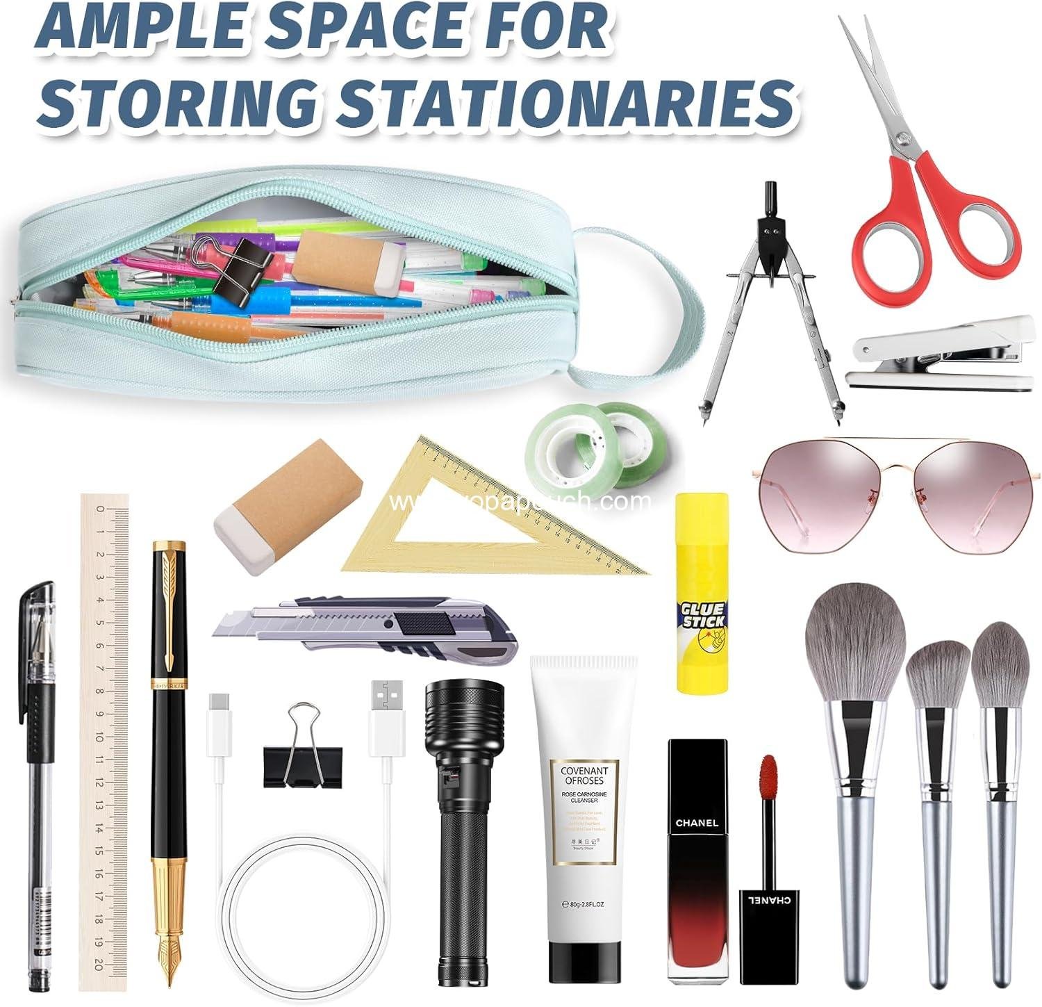 Wholesale Large Capacity Pencil Case, Zipper Pencil Box with Easy Grip Handle & Loop for School, Teens, Men, Women (Green) - Supplier