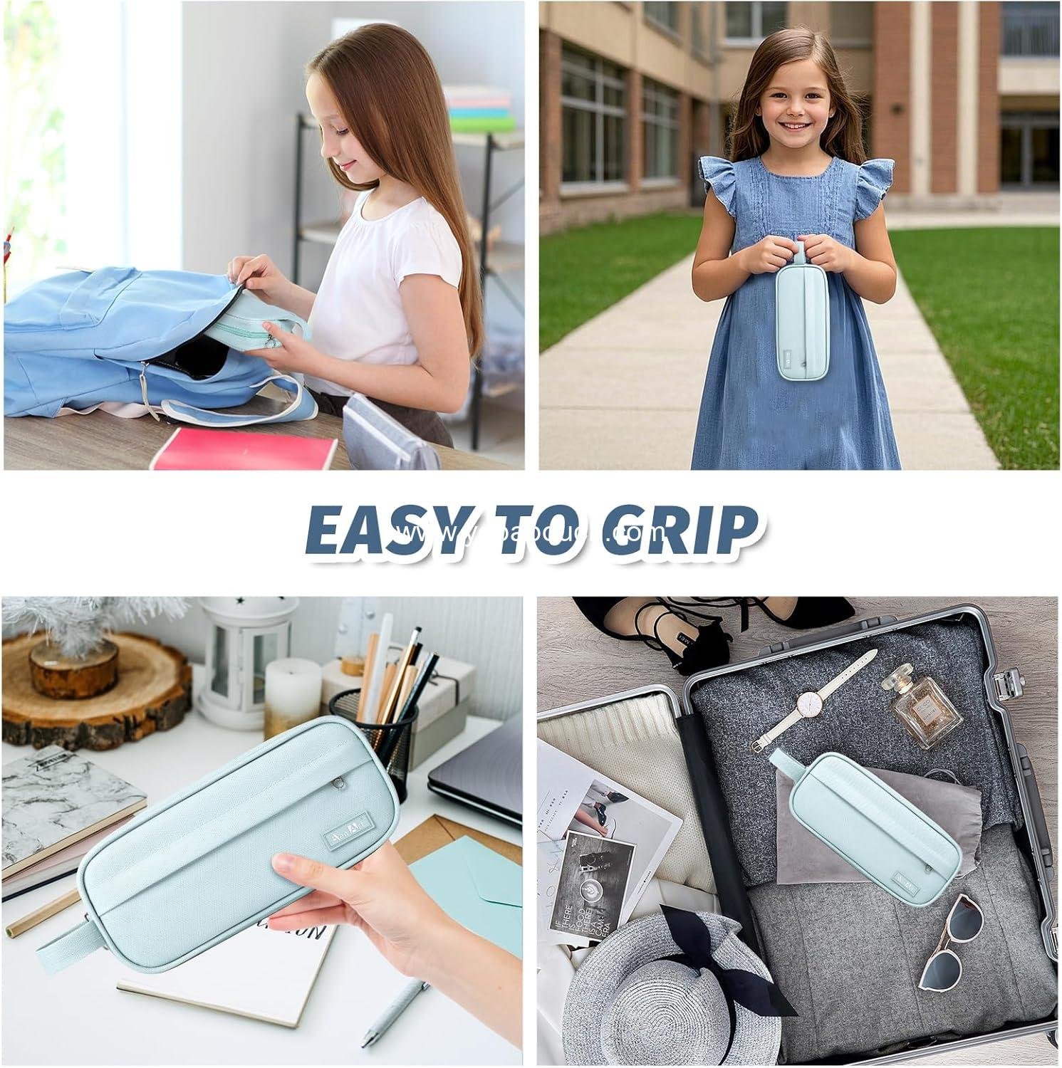 Wholesale Large Capacity Pencil Case, Zipper Pencil Box with Easy Grip Handle & Loop for School, Teens, Men, Women (Green) - Supplier