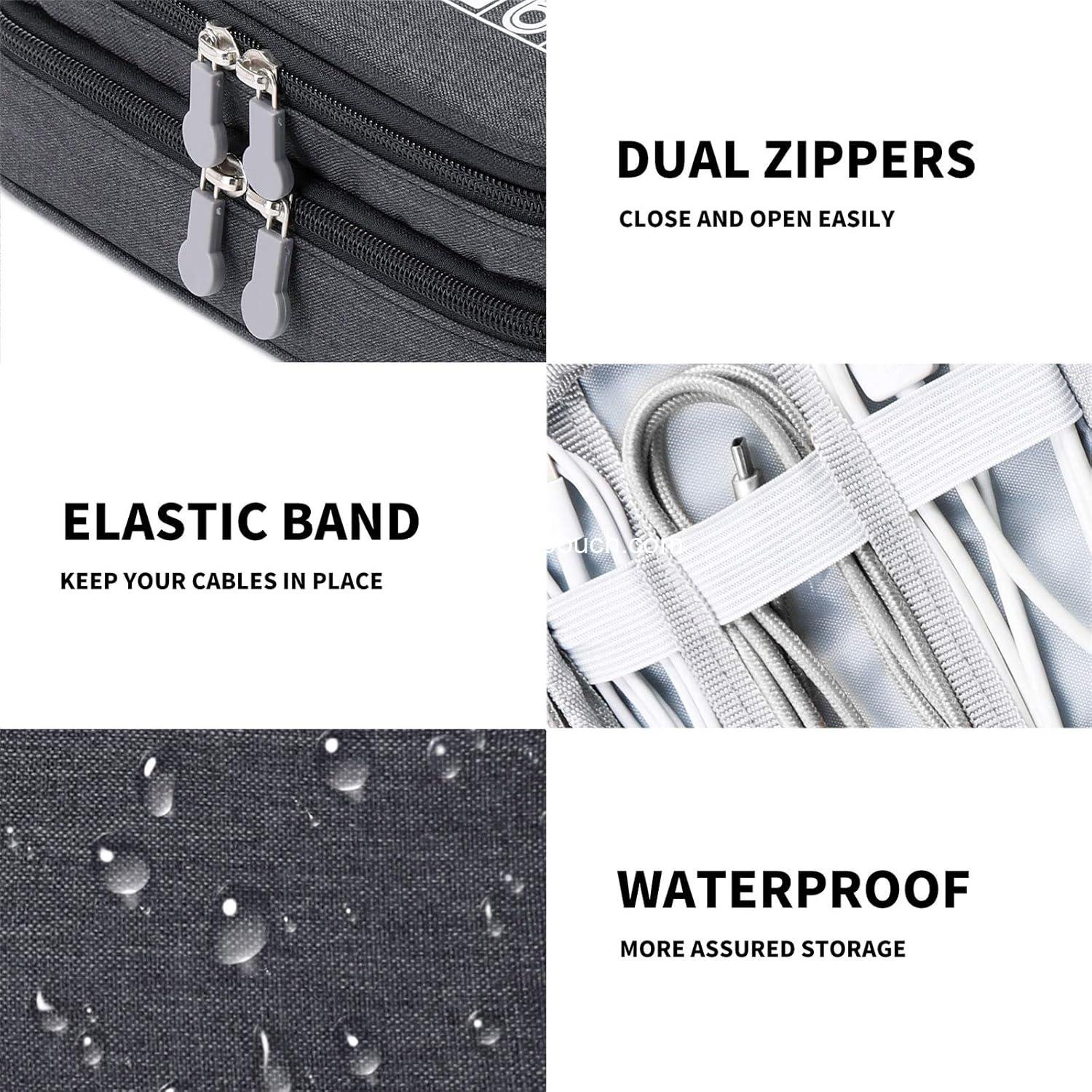 Wholesale Double Layer Travel Cable Organizer Bag for Electronic Accessories - Portable Storage Case for Chargers, Cords, Flash Drives, SD Cards, and Personal Items - Black Manufacturer