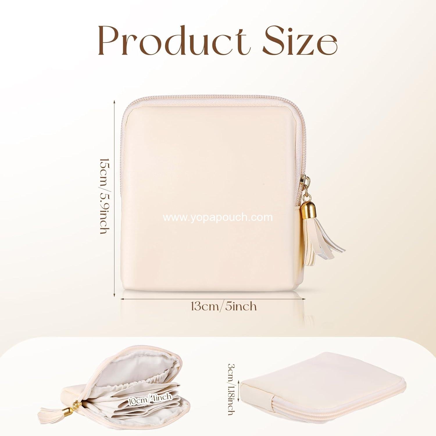Wholesale Velvet Jewelry Pouch with Zipper, Small Travel Case, Portable Mini Organizer for Bracelets, Rings, and Earrings - Cream White, Supplier