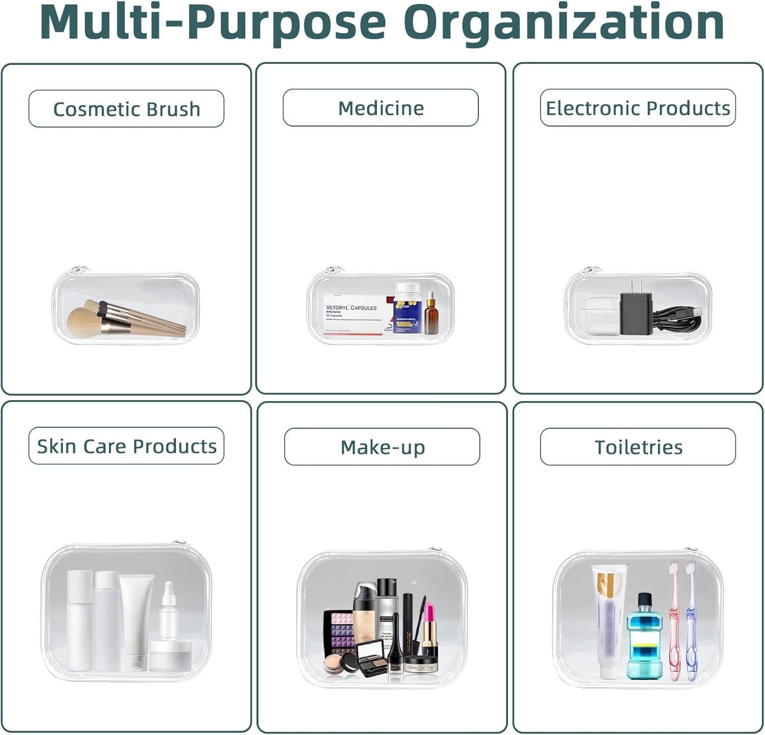 Wholesale Clear Hard Shell Zipper Cases (3 Packs), Plastic Hard Sided Storage Pouches, Clear Hardshell Pencil Cases for Diaper Bags and Organization 2 Small/1 Medium Supplier